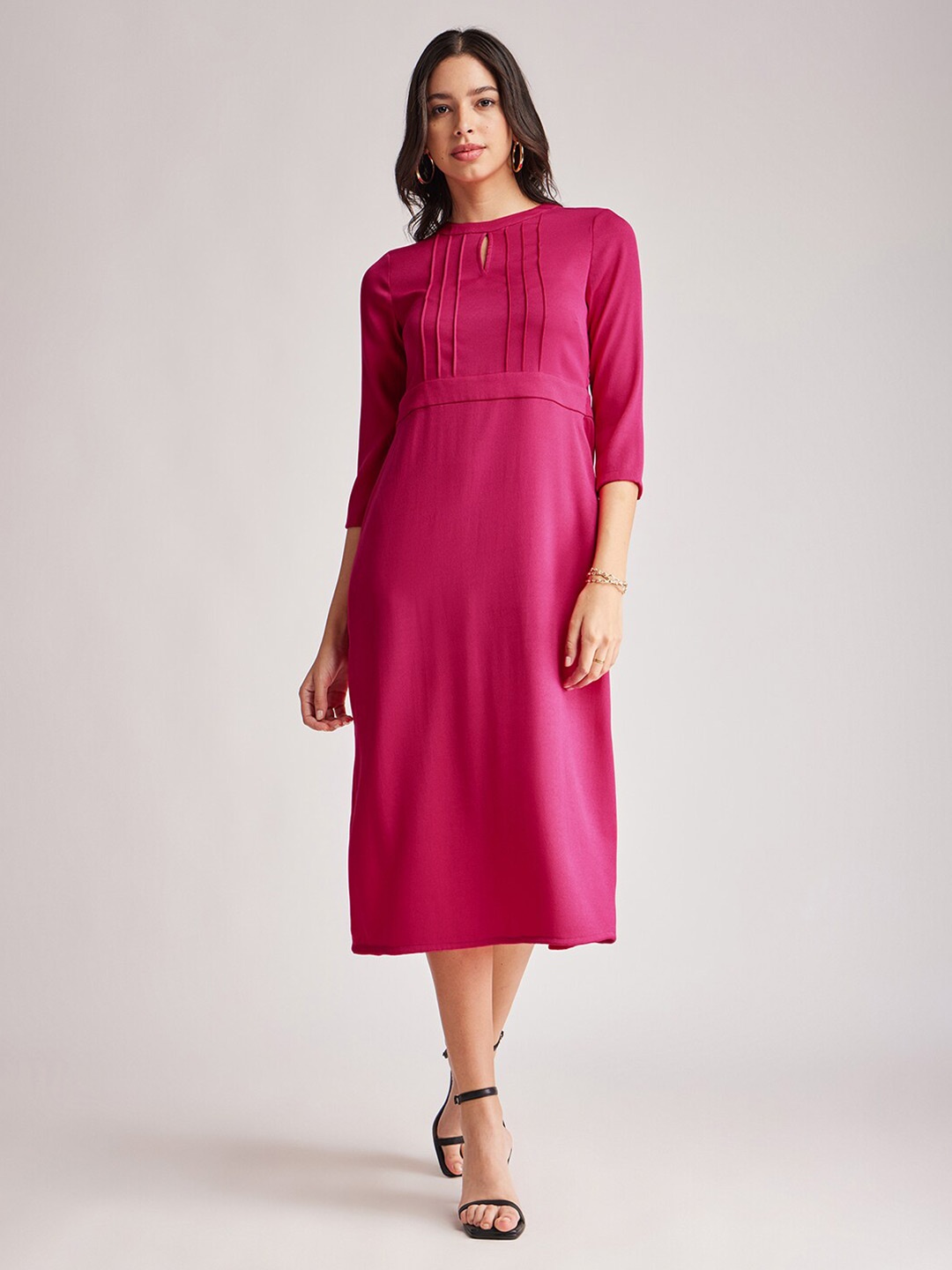 

FableStreet Keyhole Neck A Line Dress, Fuchsia