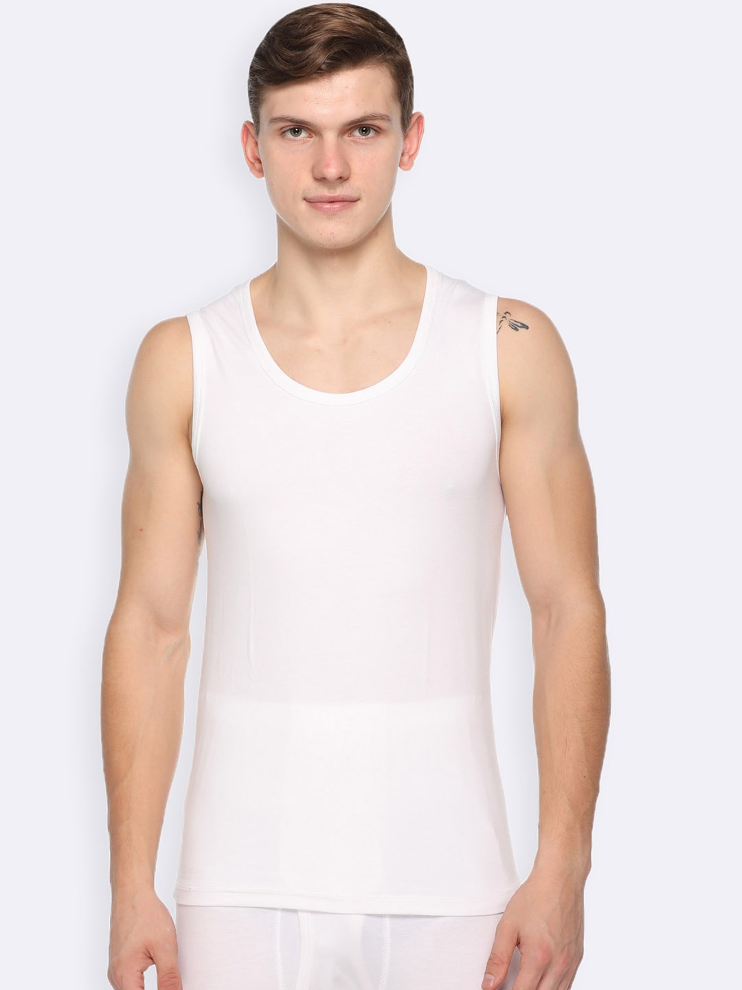 

Kanvin Men Round Neck Thermal Tops, White
