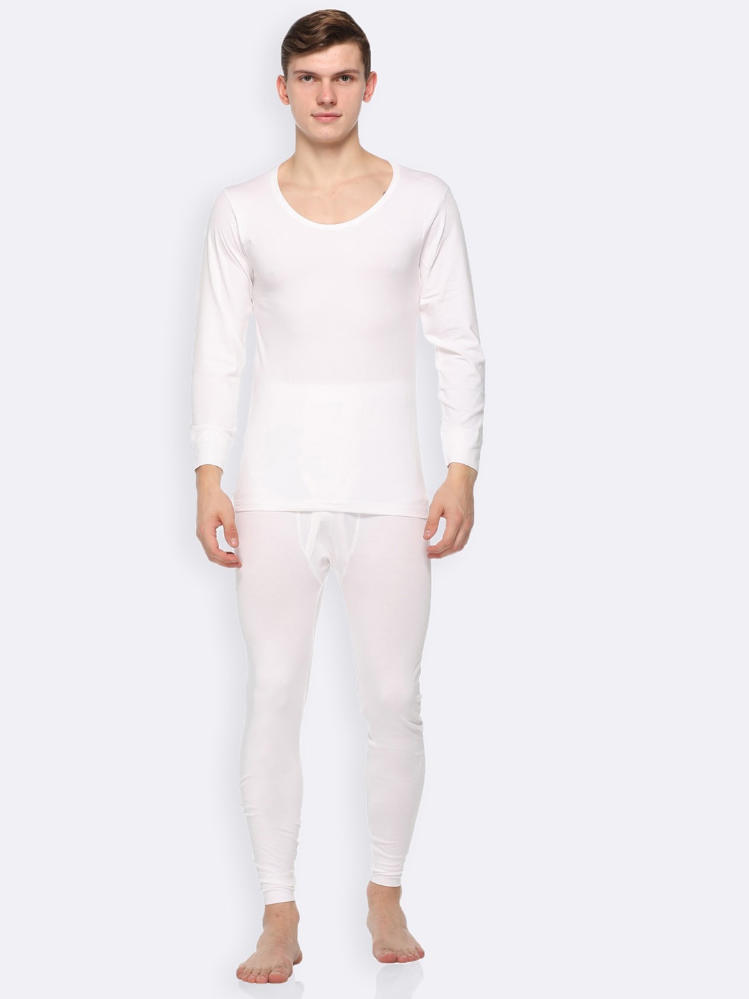 

Kanvin Men Round Neck Top With Mid-Rise Bottom, Off white