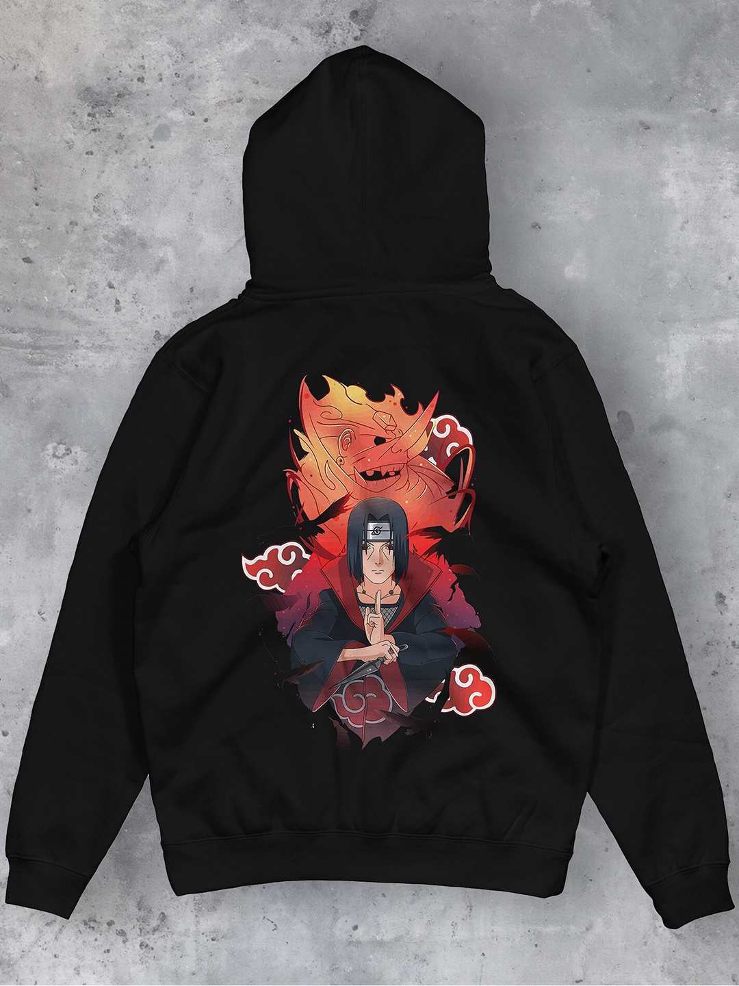 

fanideaz Men Black Printed Hooded Sweatshirt