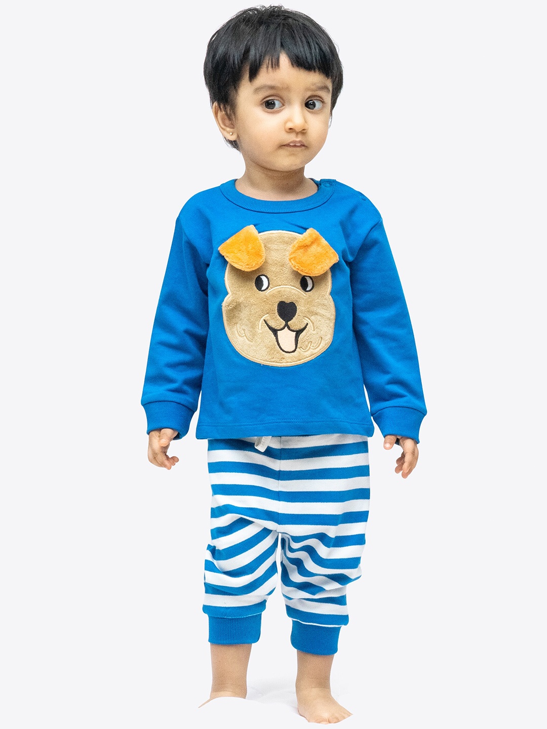 

ariel Kids Applique Cotton Sweatshirt With Jogger, Blue