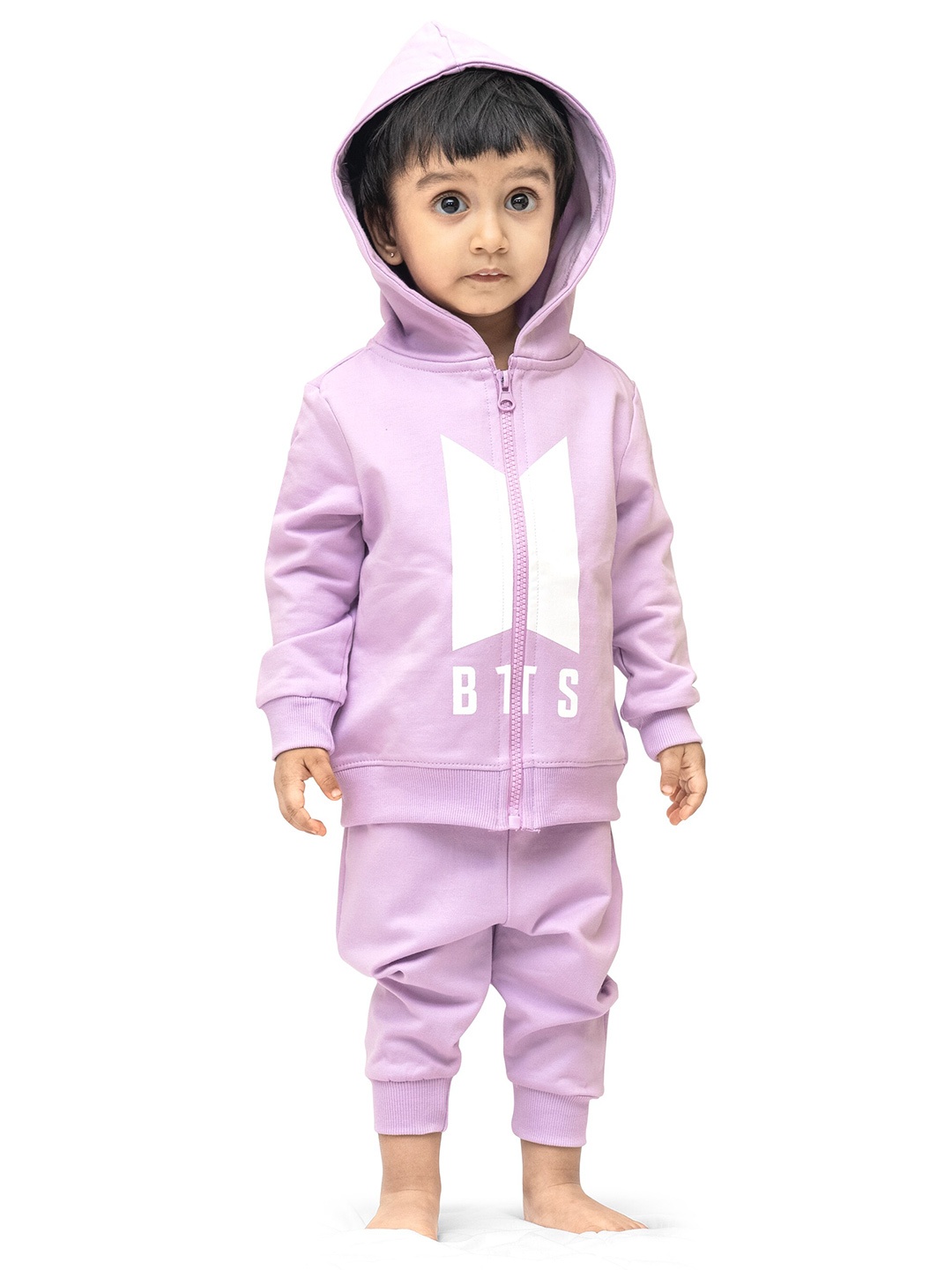 

ariel Kids Printed Hooded Cotton Sweatshirt With Jogger, Lavender