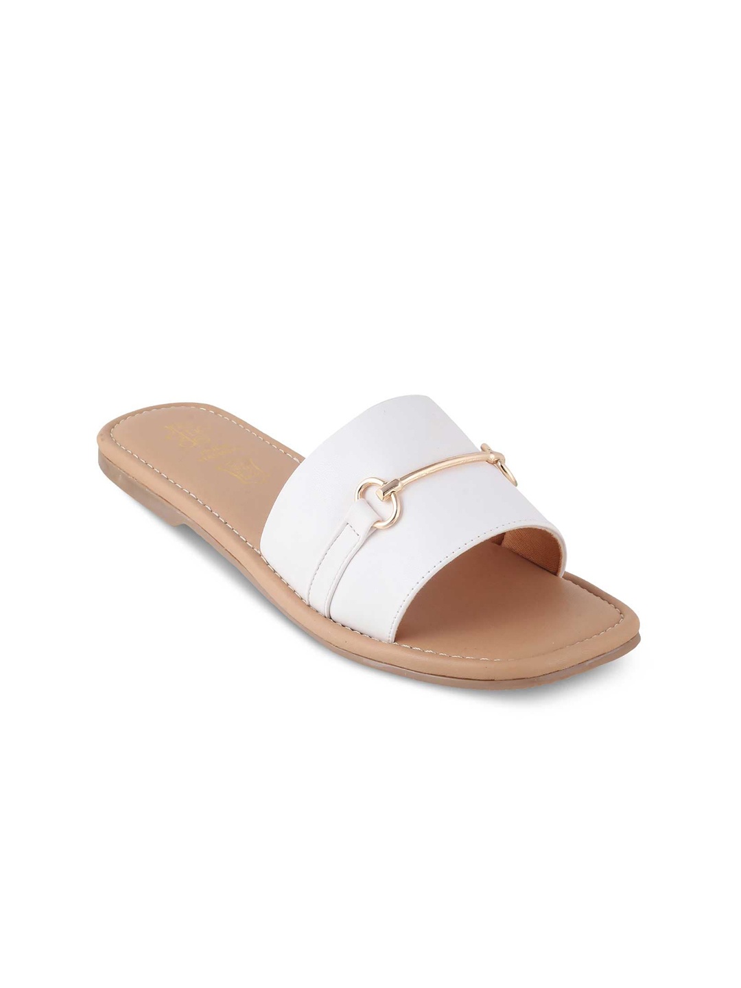 

Tresmode Buckle Detail Open Toe Flats, White