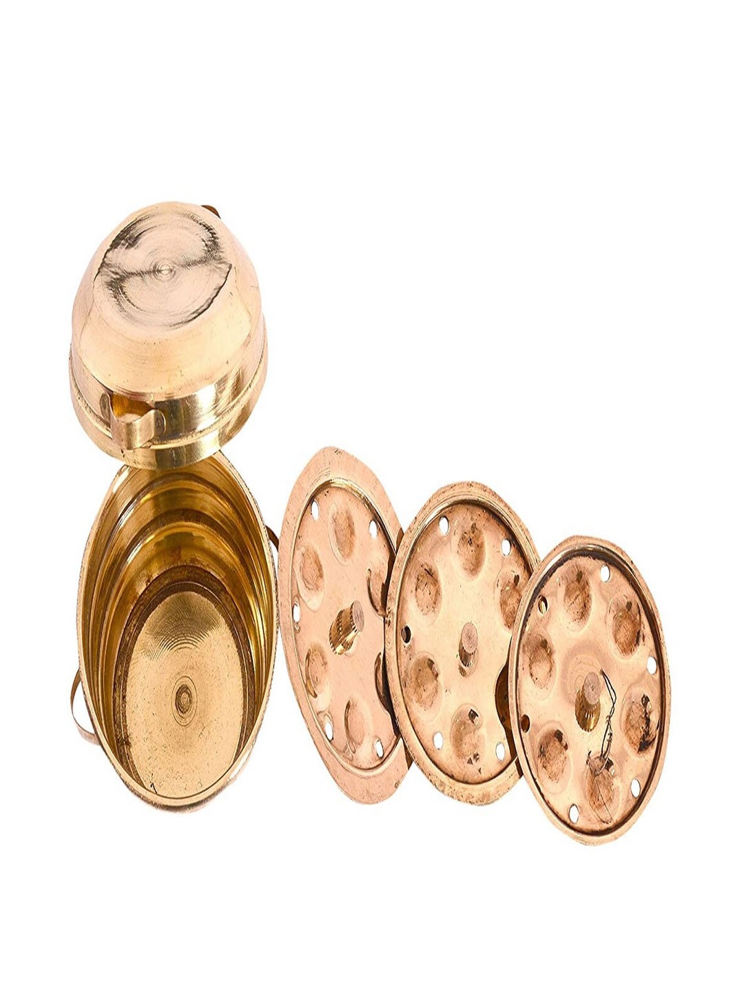 

Desi Toys Kids Brass Minature Idli Patra Set, Gold
