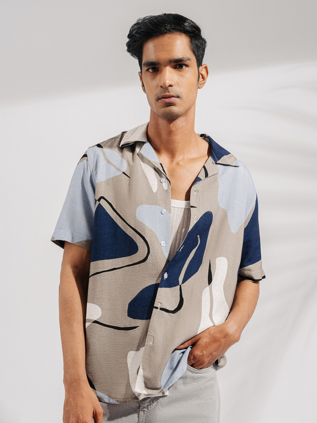 

FREAKINS Abstract Printed Casual Shirt, Grey