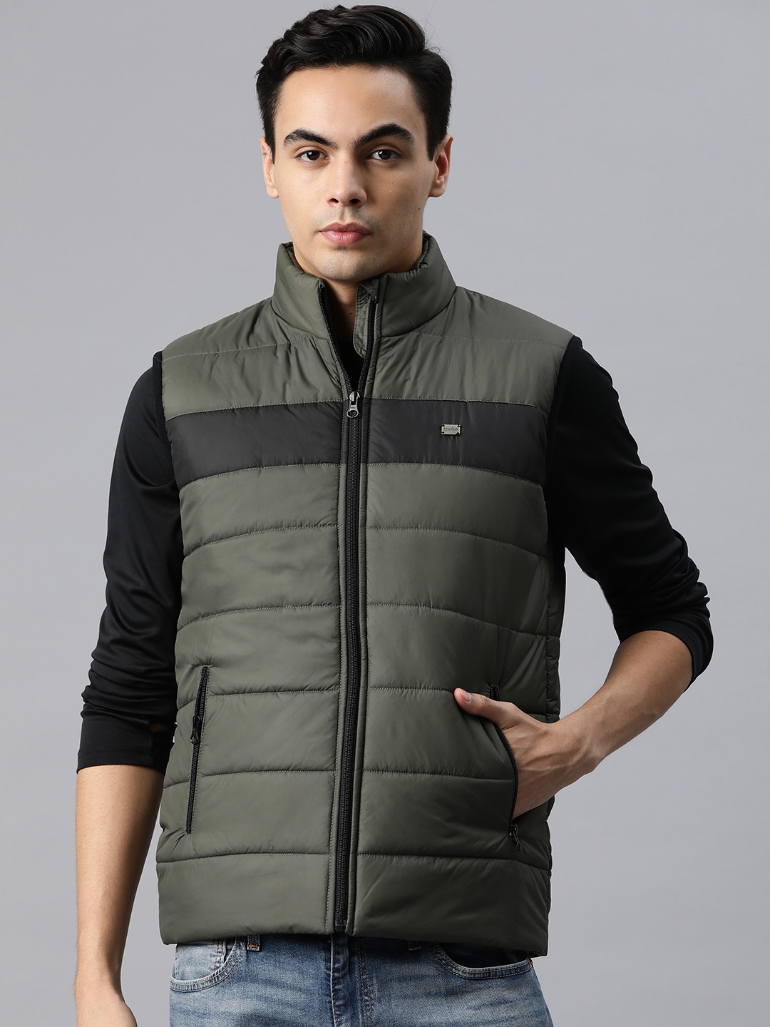 

Pierre Carlo Men Striped Rapid-Dry Puffer Jacket, Olive