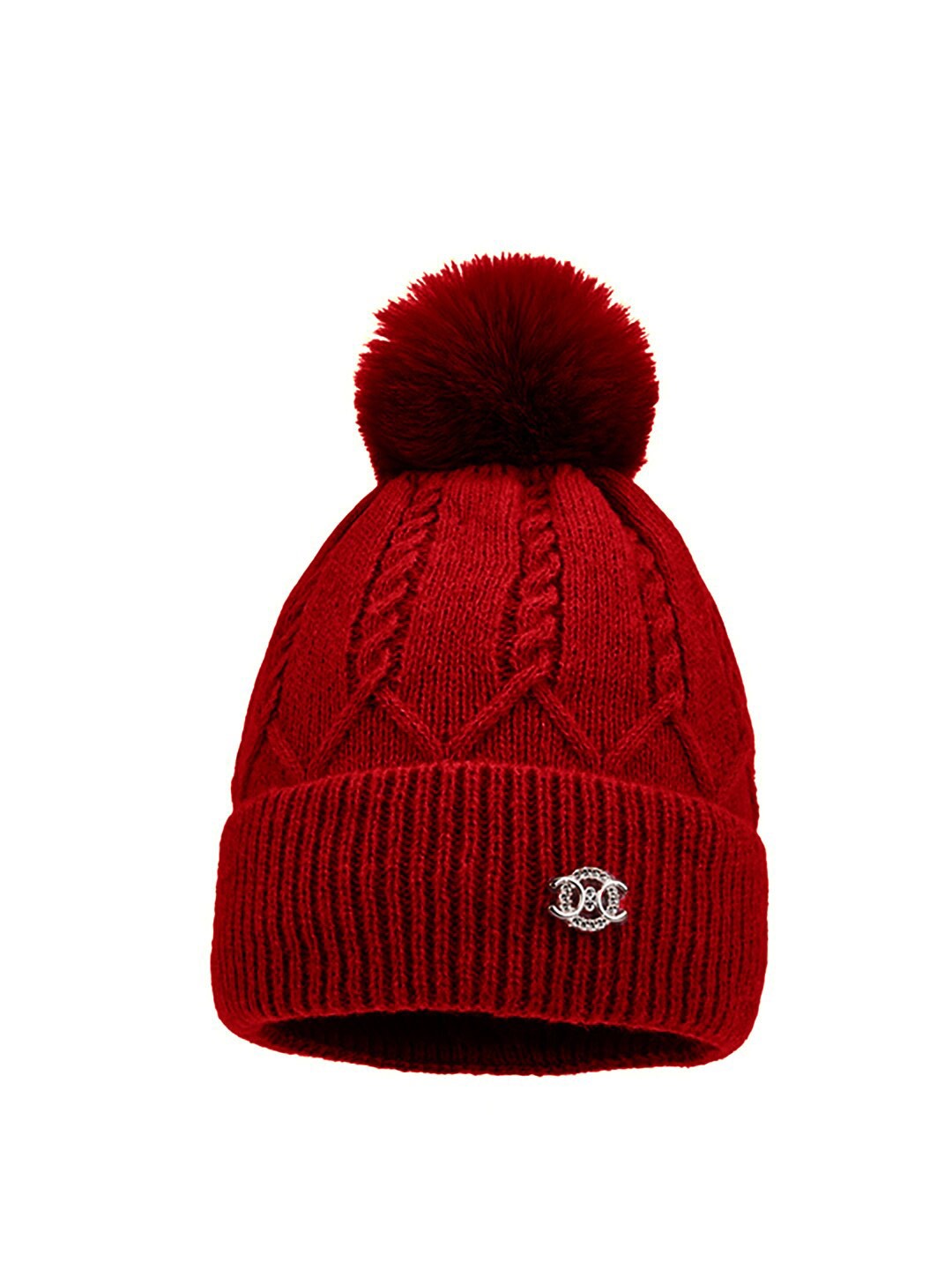 

YOUSTYLO Girls Self Design Woollen Beanie, Red