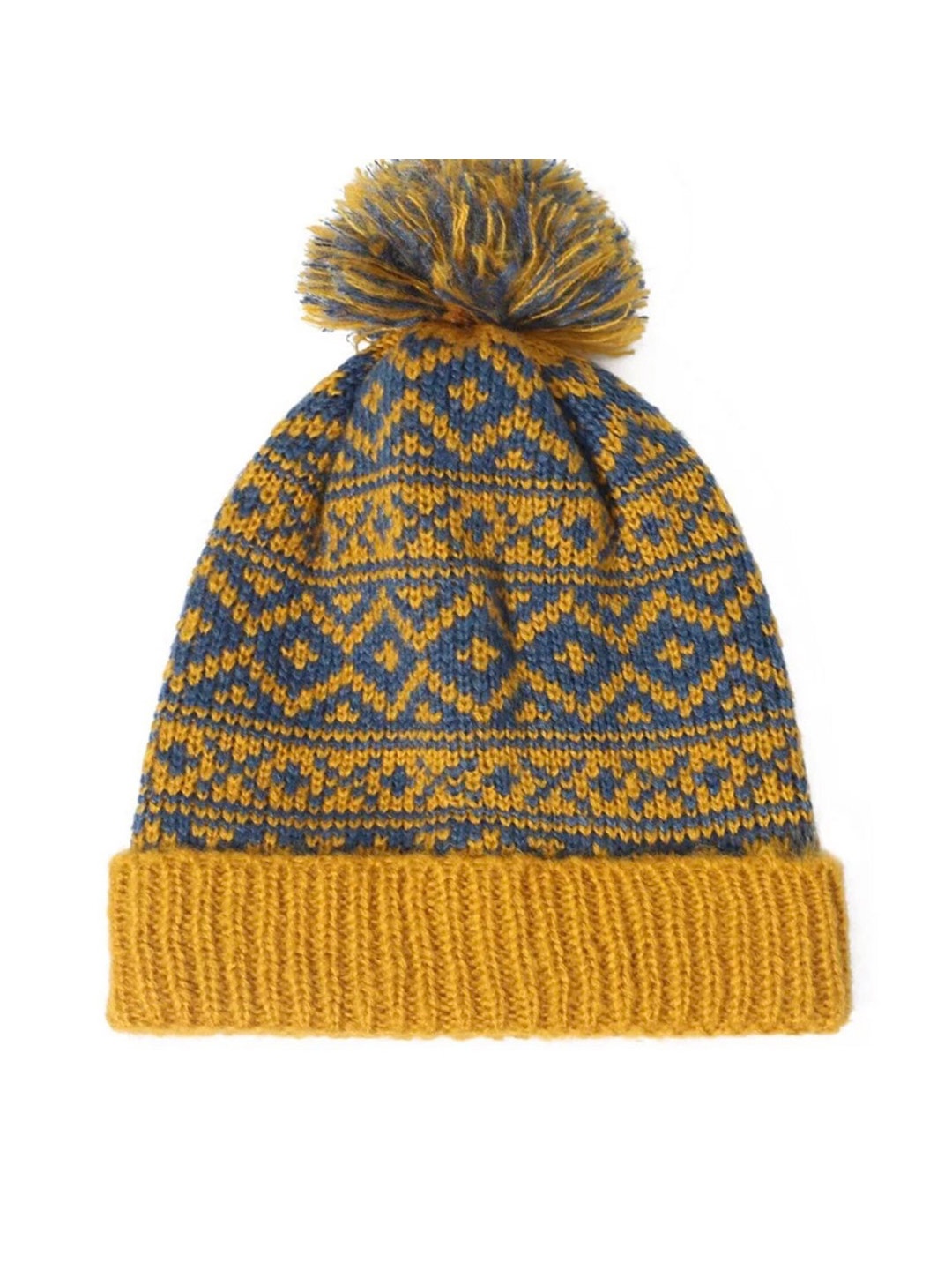 

YOUSTYLO Unisex Printed Woollen Beanie, Yellow
