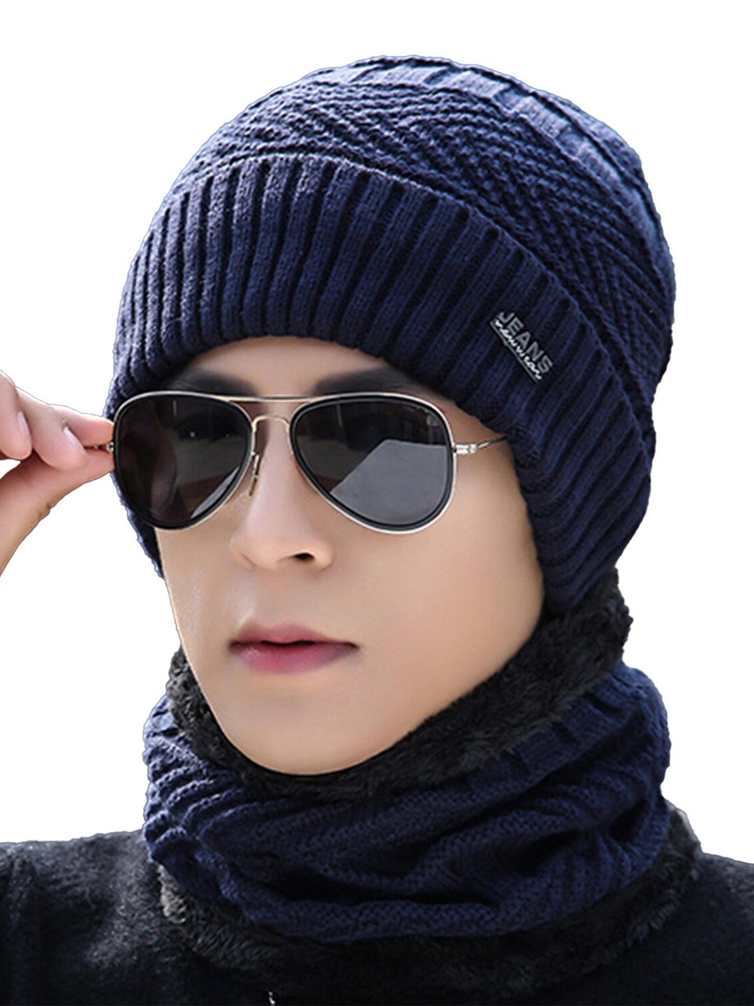 

YOUSTYLO Unisex Self Design Woollen Beanie, Blue
