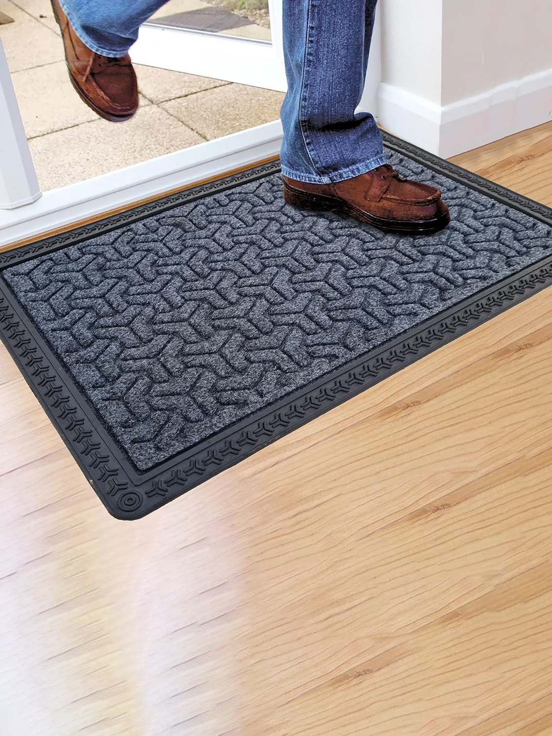 

Yes Cart Home Grey Self Design Anti-Skid Doormat