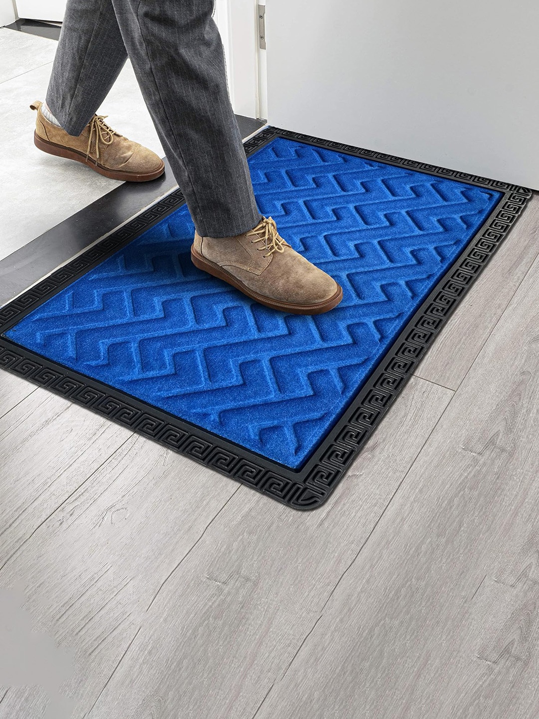 

Yes Cart Home Blue & Black Textured Anti-Skid Doormat