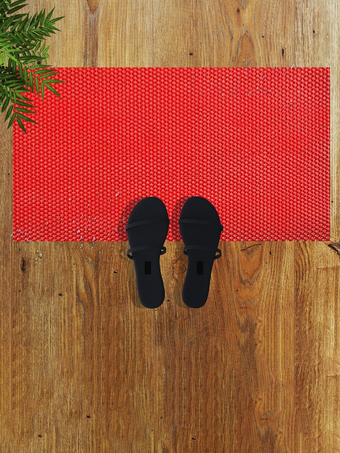 

Yes Cart Home Red Self Design Anti-Skid Doormat