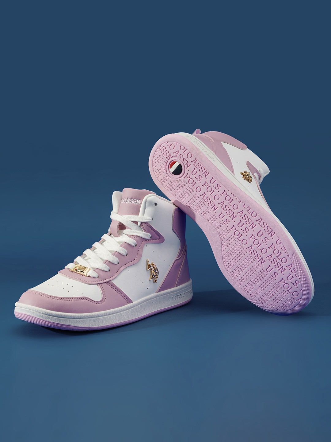 

U.S. Polo Assn. Women ROWAN Colourblocked Mid-Top Sneakers, Lavender