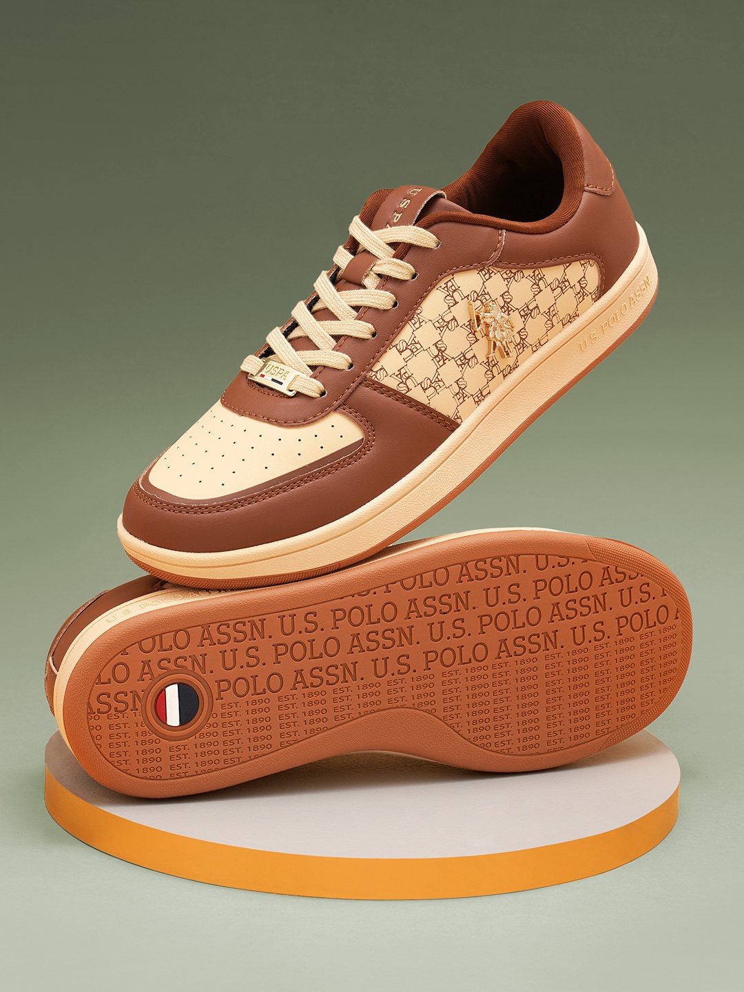 

U.S. Polo Assn. Women RYNA Printed Lace-Up Sneakers, Brown