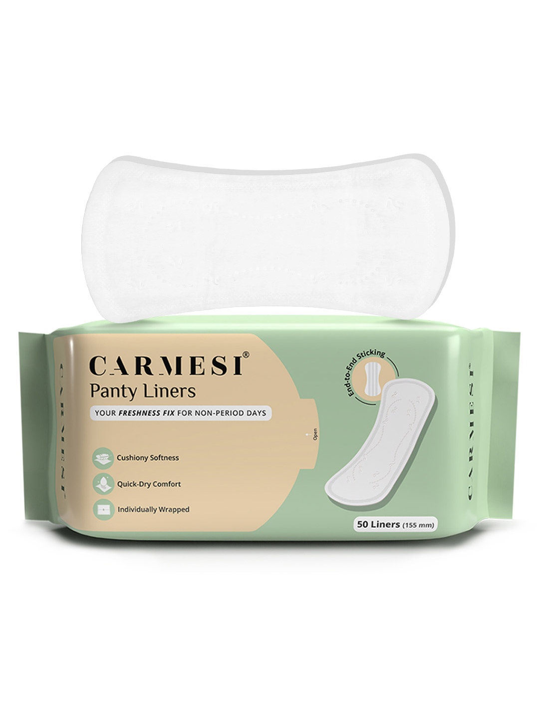 

CARMESI Panty Liners To Protect Against Spotting & Light Discharge - 50 Pieces, White