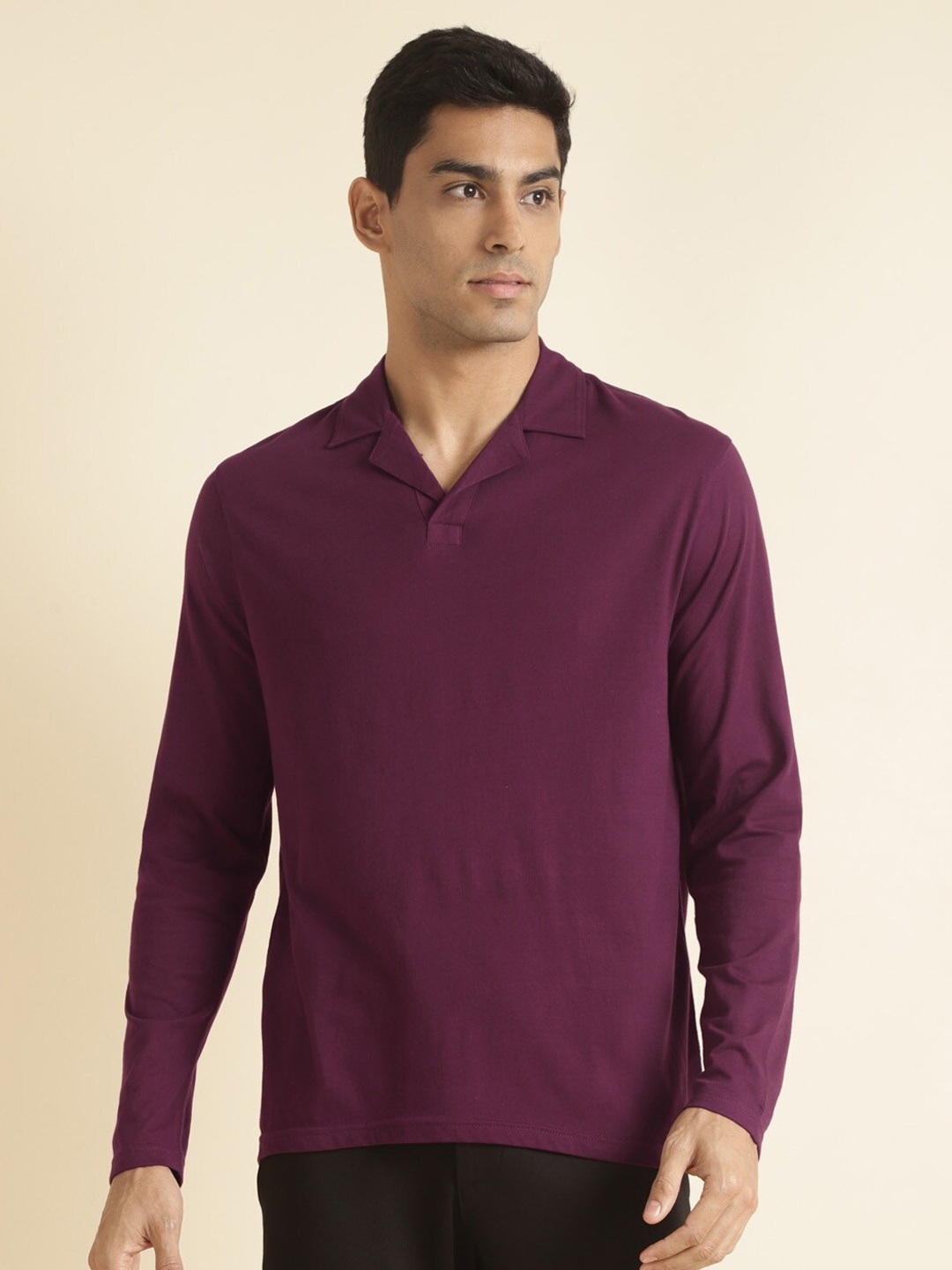 

Andamen Polo Collar Long Sleeves Cotton Regular T-shirt, Violet