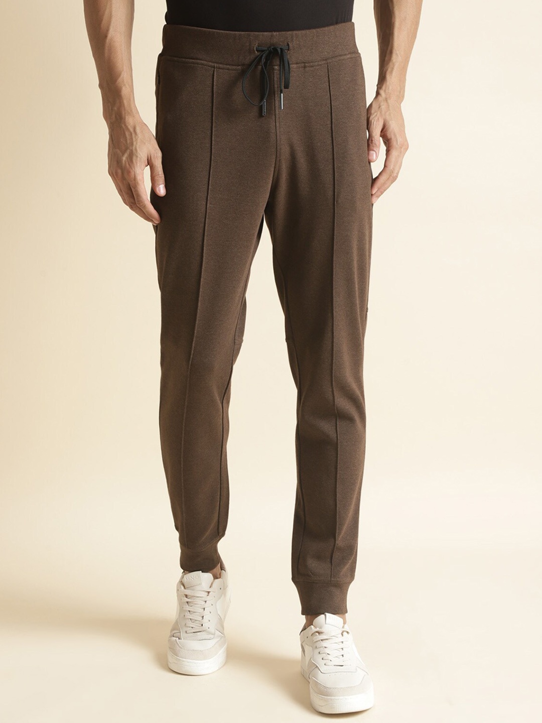

Andamen Men Mid Rise Cotton Joggers, Brown