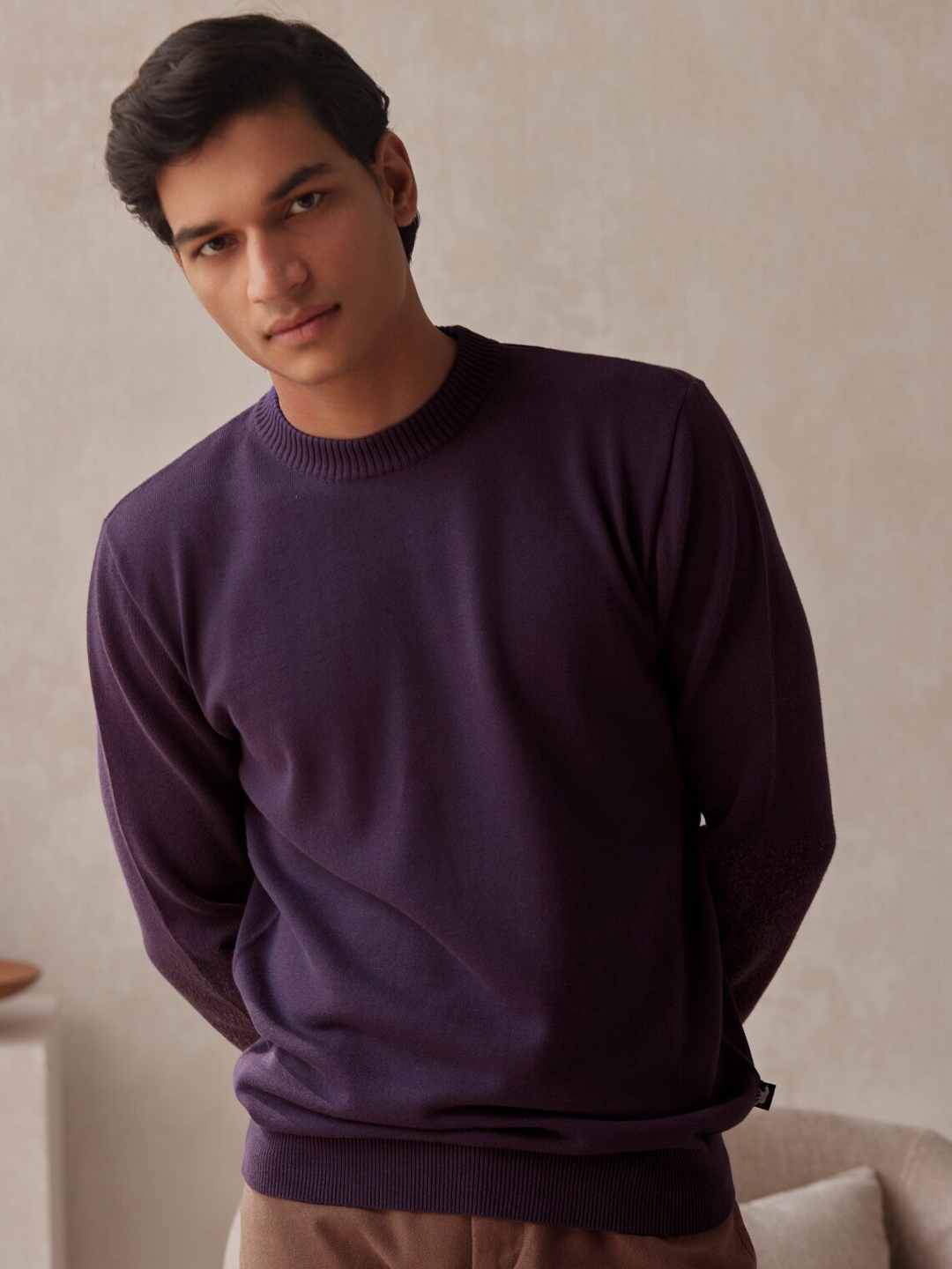 

Andamen Long Sleeves Cotton Pullover, Purple