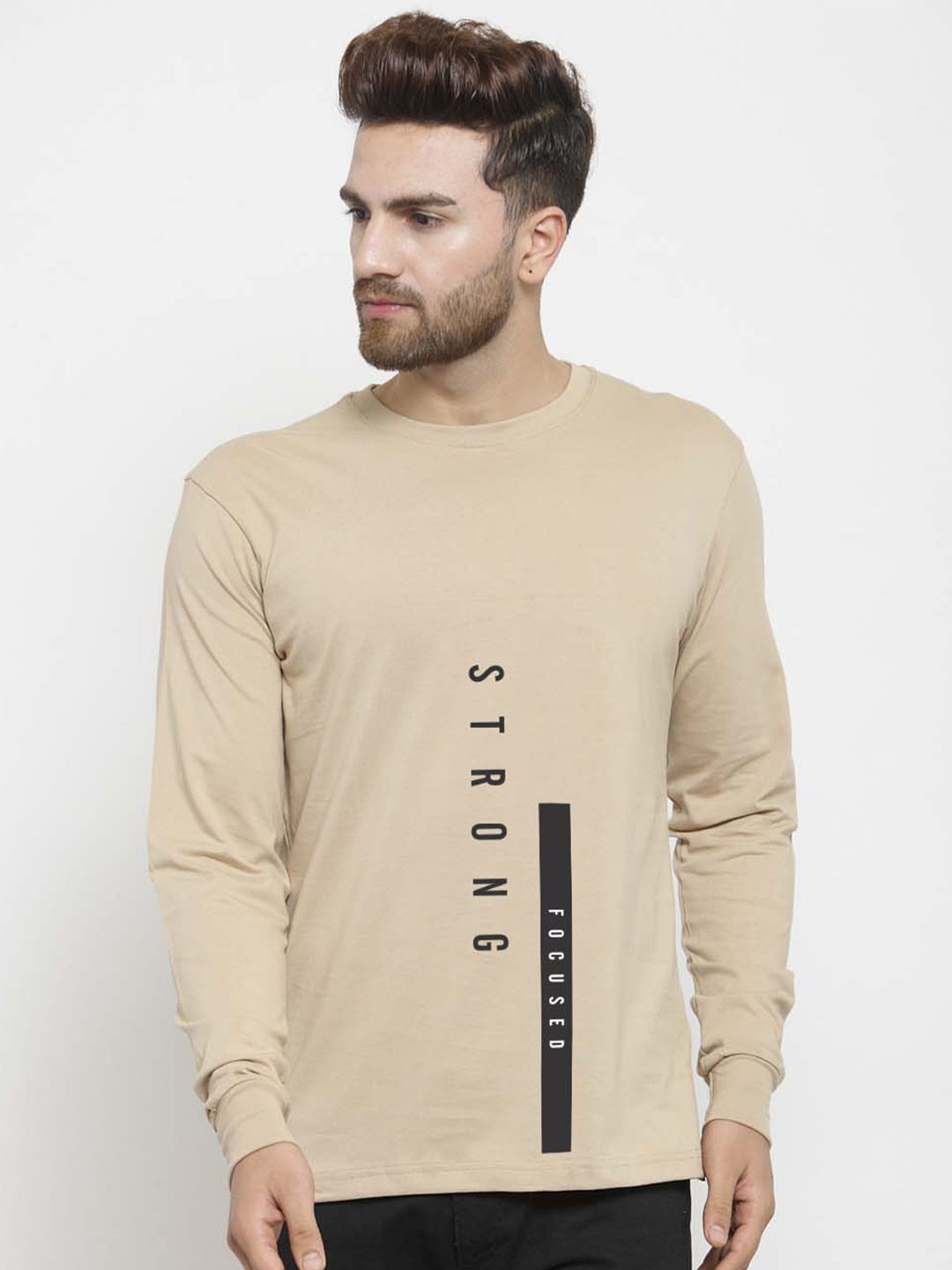 

Friskers Printed Slim Fit Pure Cotton T-shirt, Beige
