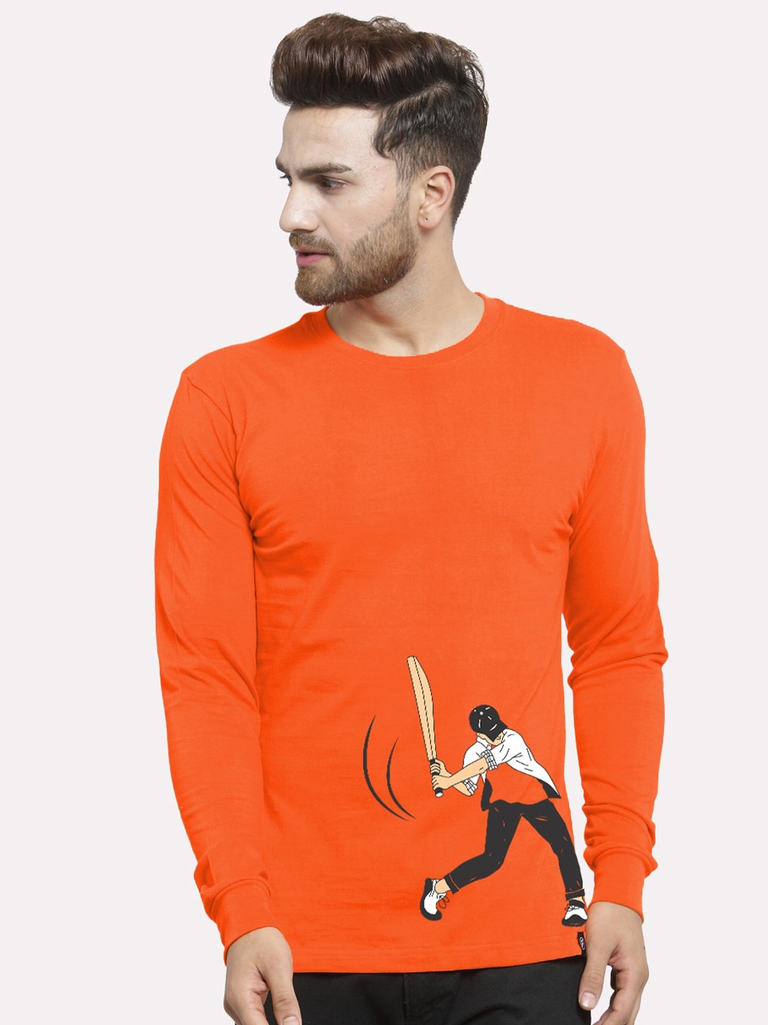 

Friskers Graphic Printed Slim Fit Cotton T-shirt, Orange