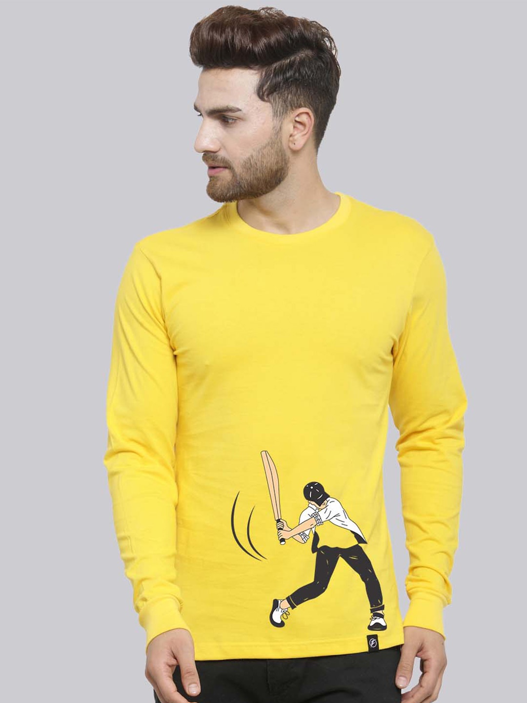 

Friskers Printed Slim Fit Pure Cotton T-shirt, Yellow