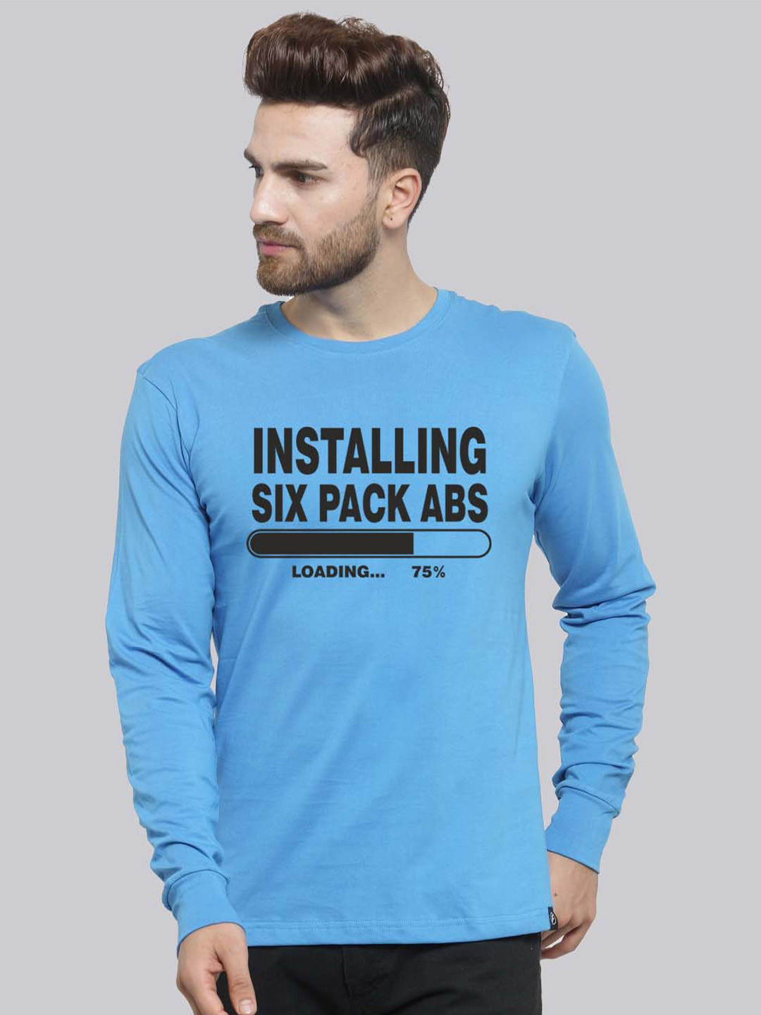 

Friskers Printed Slim Fit Pure Cotton T-shirt, Turquoise blue