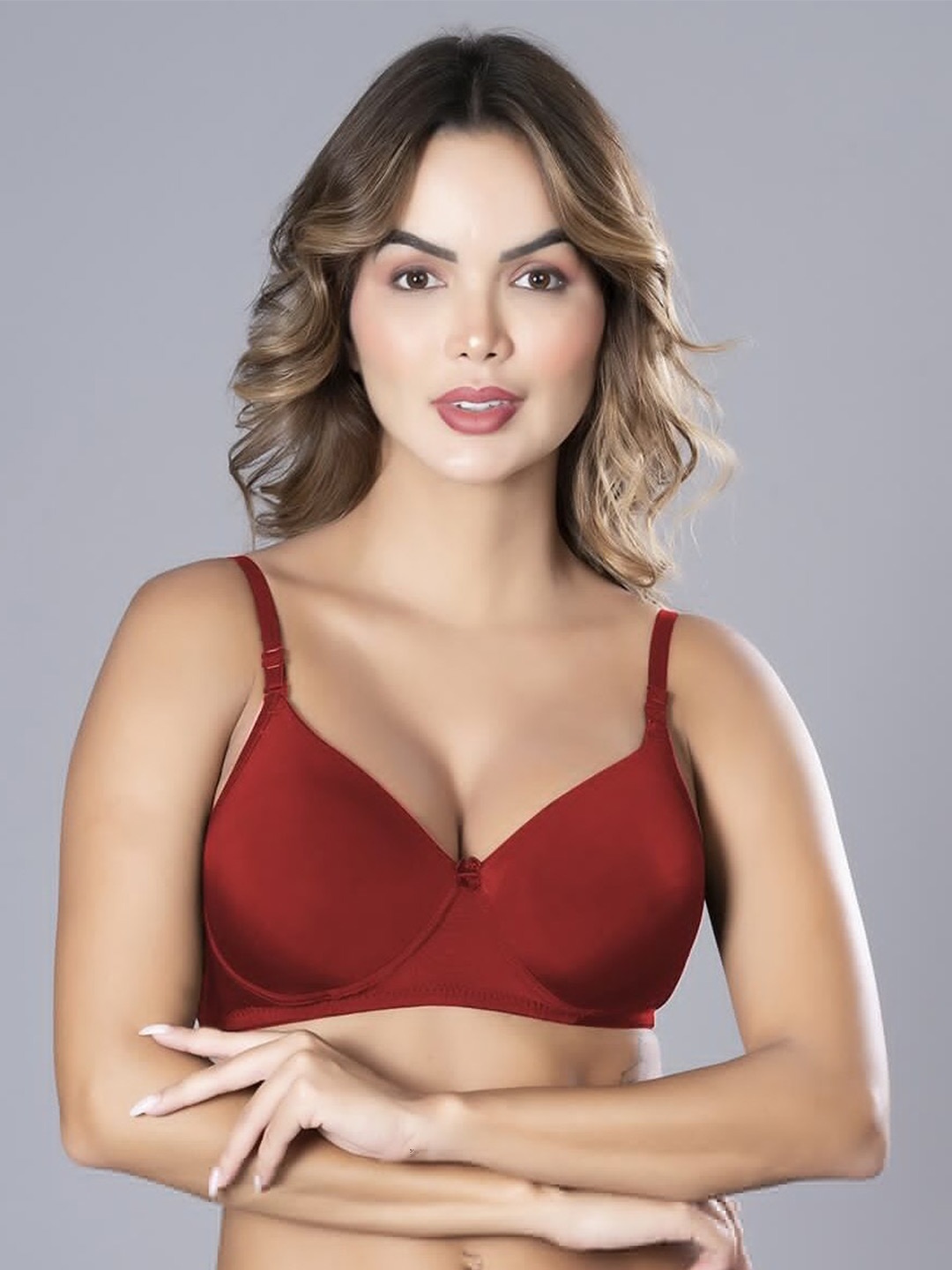 

Herryqeal Full Coverage Heavily Padded Everyday Bra With All Day Comfort, Maroon