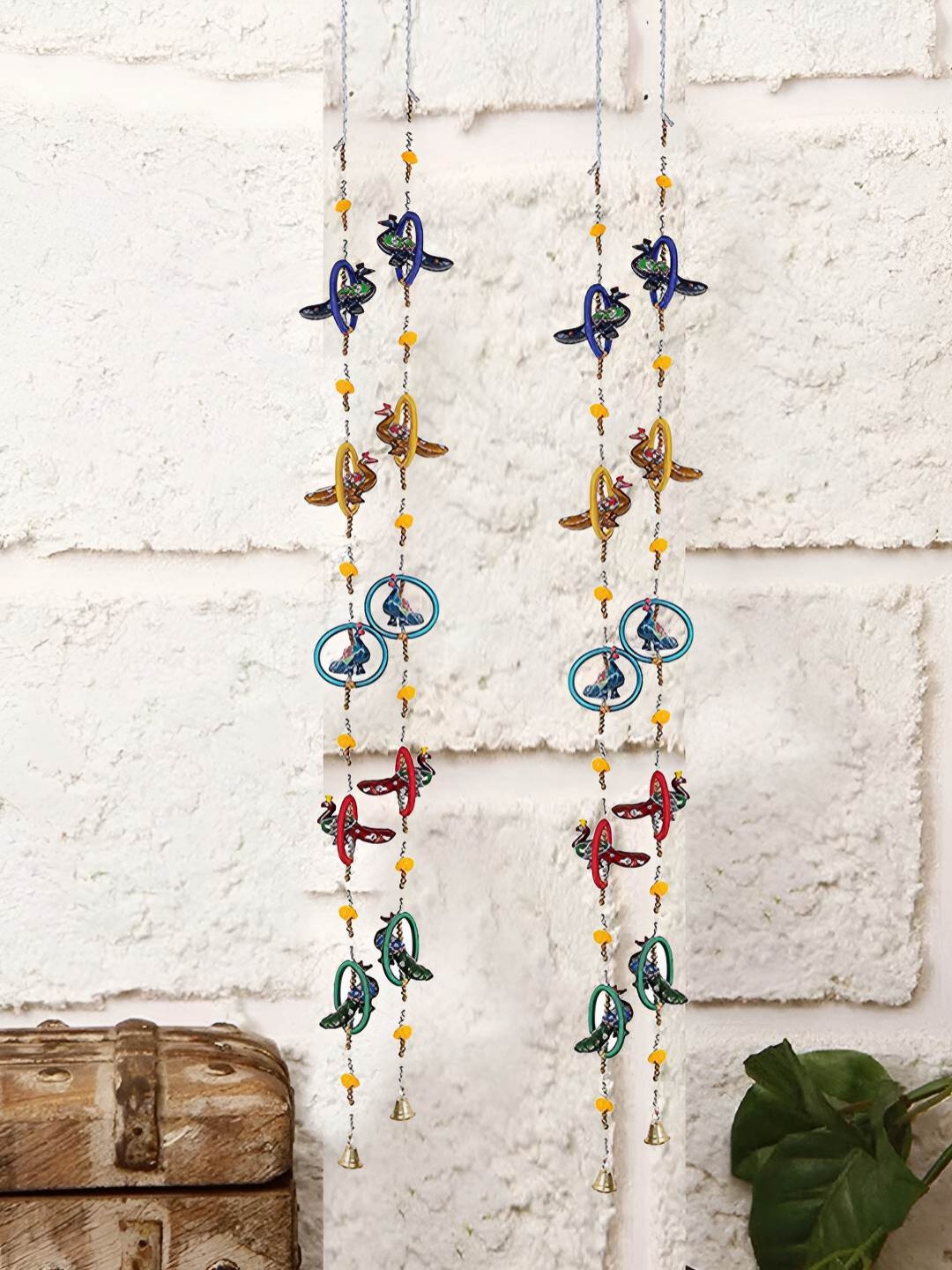 

Aawiclo Red & Green 2 Pieces Bird Toran Hanging Wall Decor
