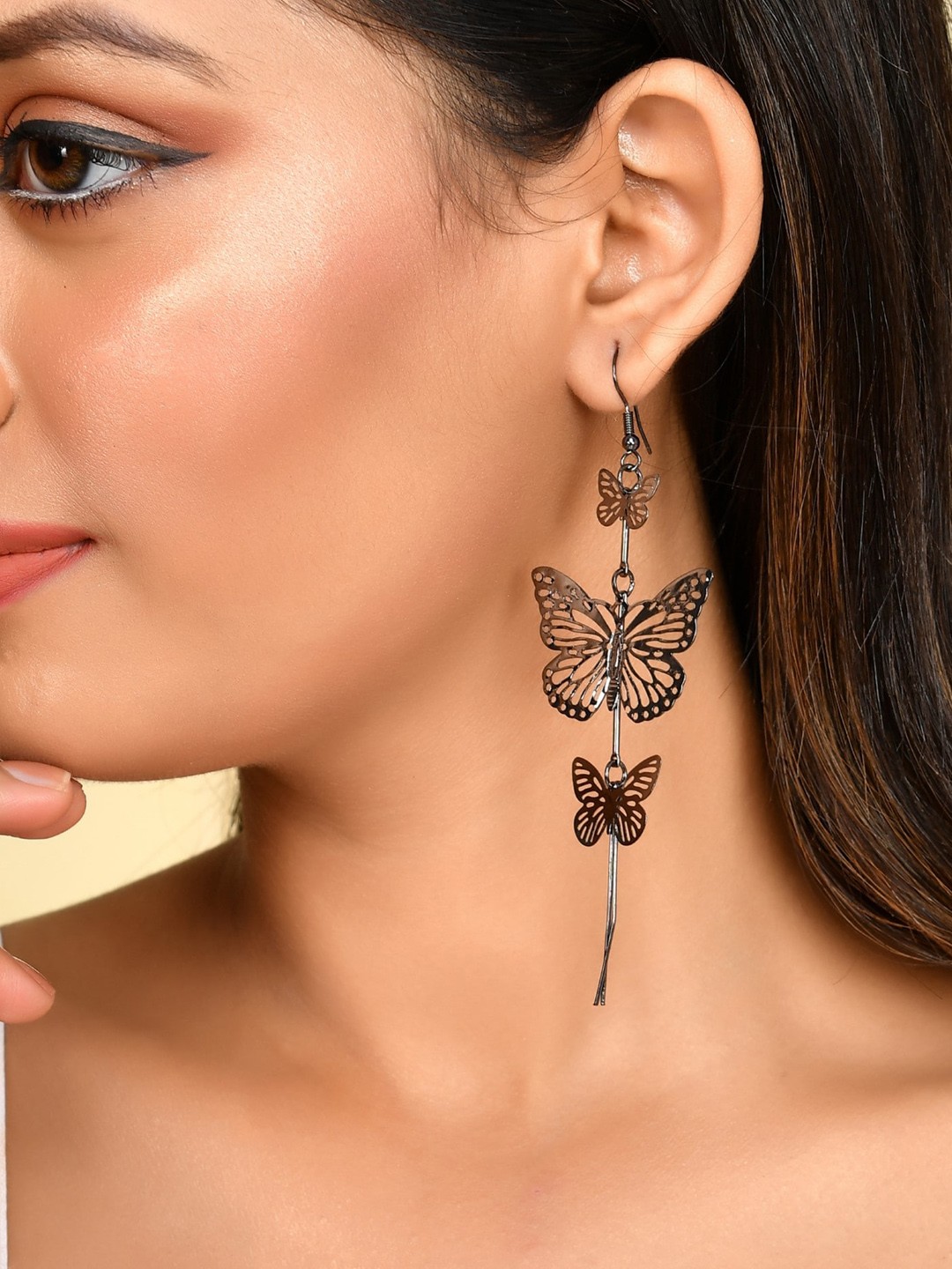 

VOJ Rhodium-Plated Contemporary Drop Earrings, Silver