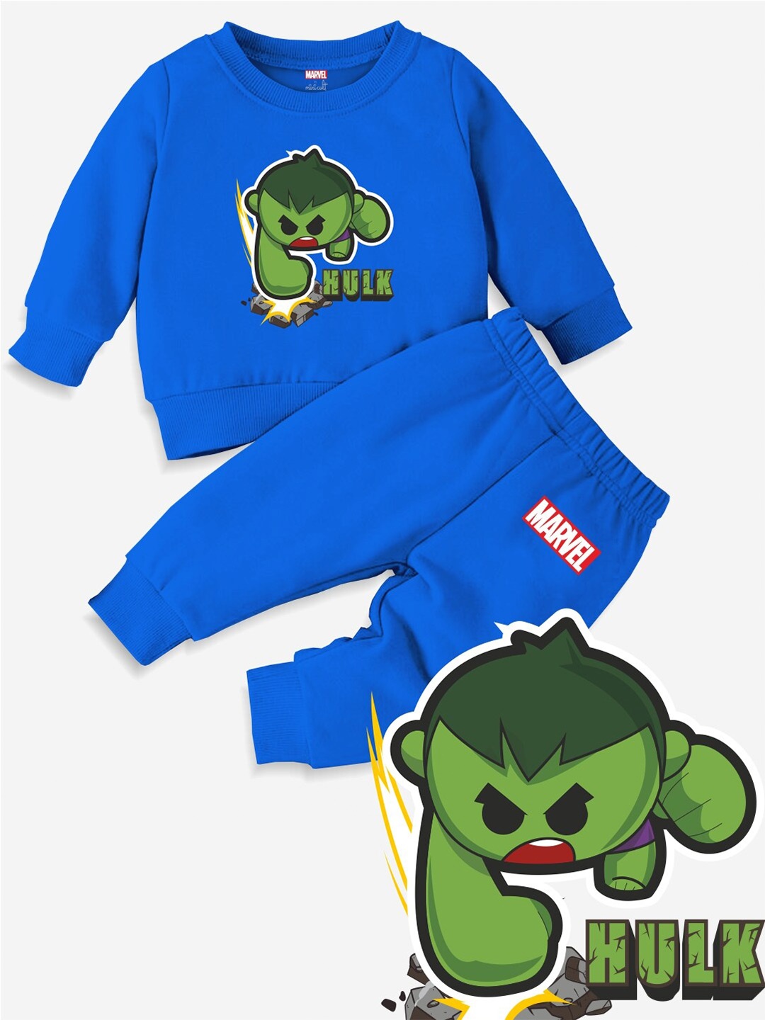 

Minicult Infants Kids Hulk Printed Sweatshirt With Trousers, Blue