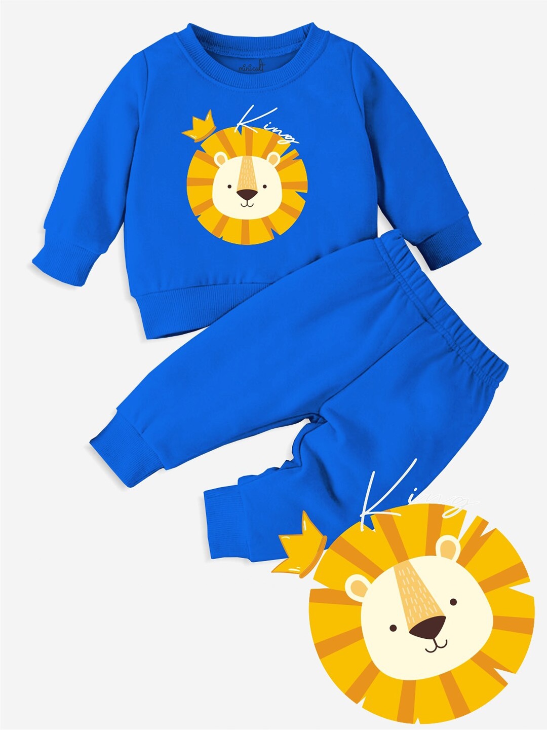

Minicult Infants Kids Lion King Printed Sweatshirt With Trousers, Blue