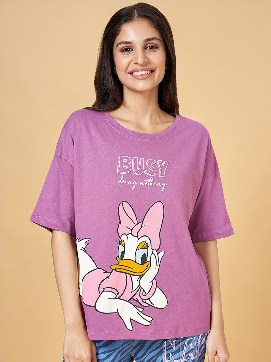 

Dreamz by Pantaloons Daisy Duck Printed Cotton Lounge T-shirt, Purple