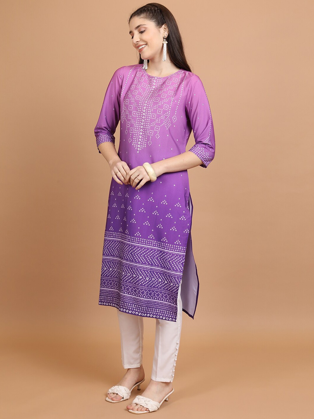 

KETCH Ethnic Motifs Printed Straight Kurta, Purple