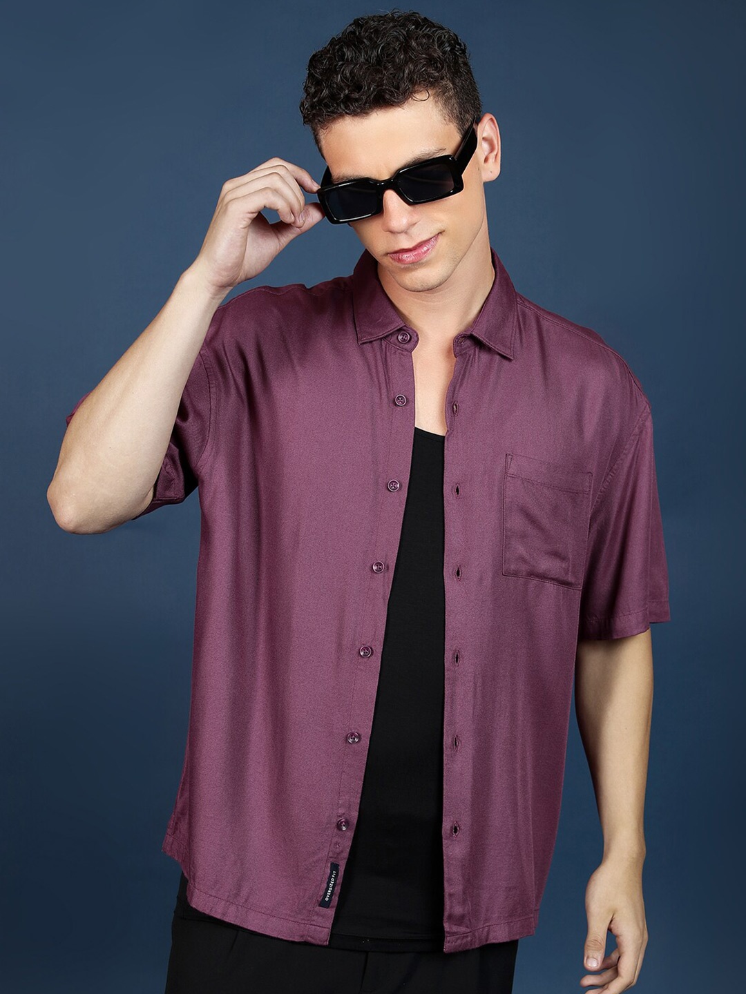 

HIGHLANDER Slim Fit Casual Shirt, Purple