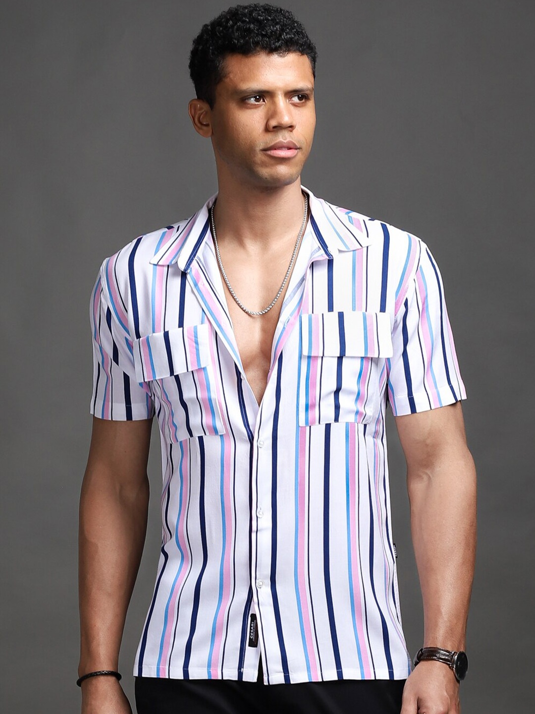 

CESARI LONDON Comfort Stripes Striped Casual Shirt, White