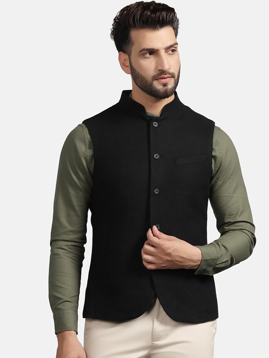

Blackberrys Slim-Fit Nehru Jacket, Black
