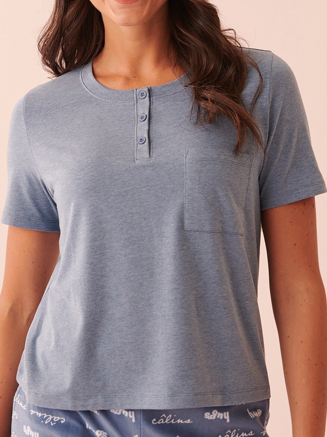 

La Vie en Rose Round Neck Short Sleeves T-Shirt, Blue