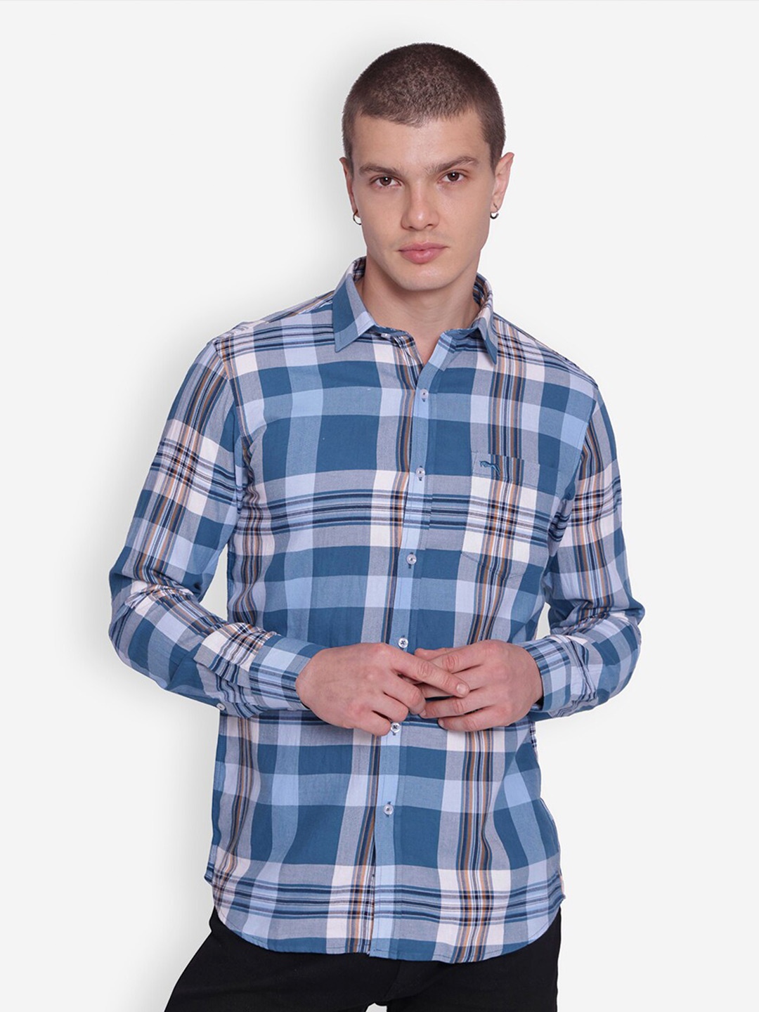 

JUMP USA Comfort Tartan Checked Casual Shirt, Teal