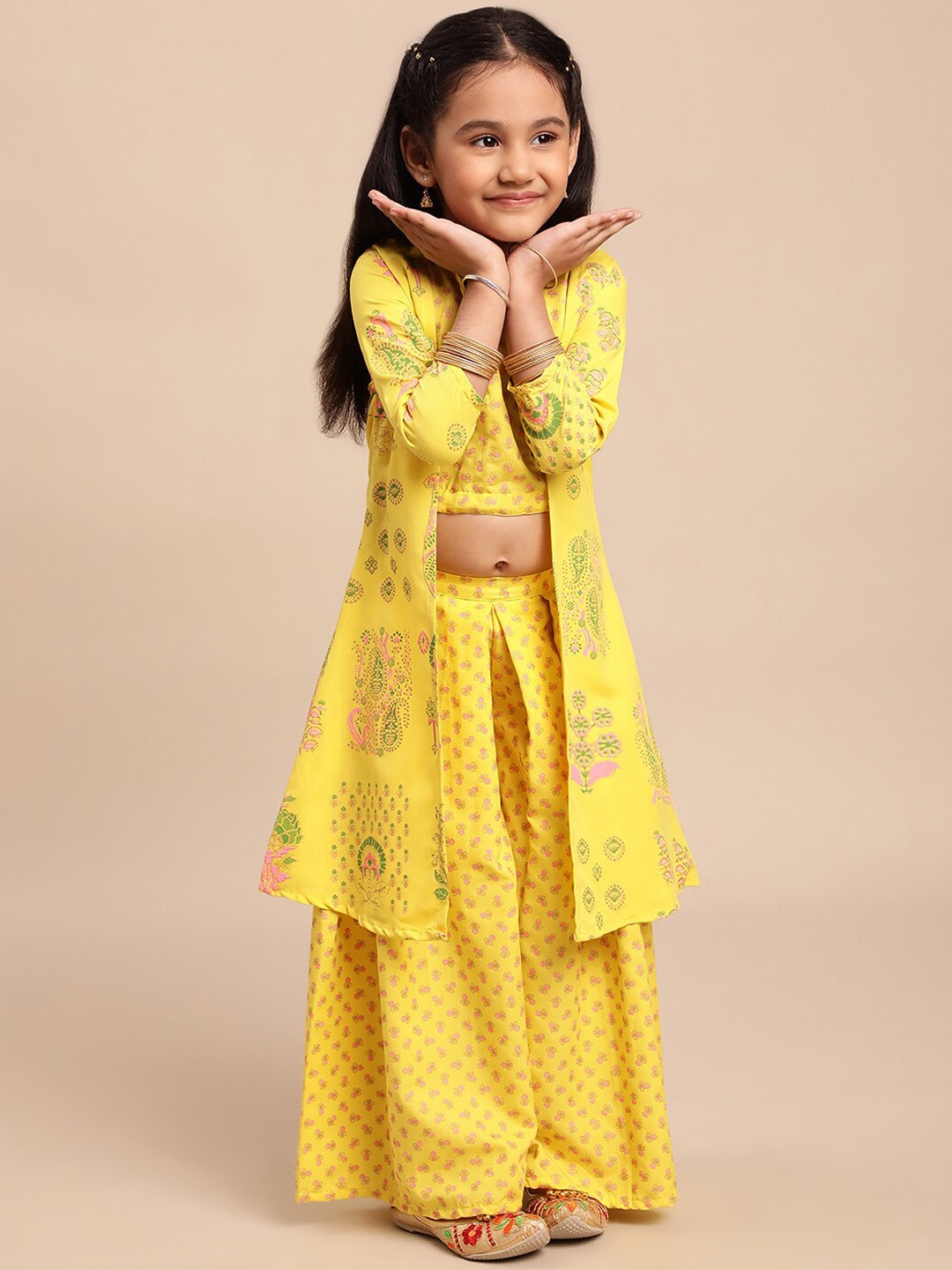 

AHALYAA KIDS Girls Printed Clothing Set, Yellow