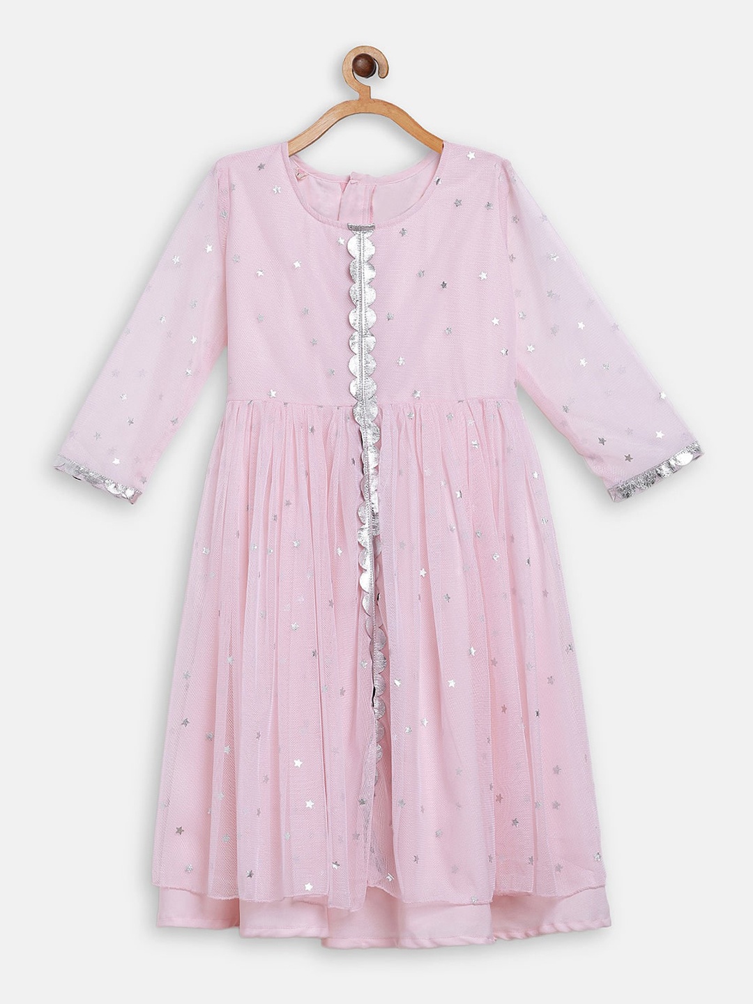 

AHALYAA KIDS Girls Embellished A-Line Ethnic Dress, Pink