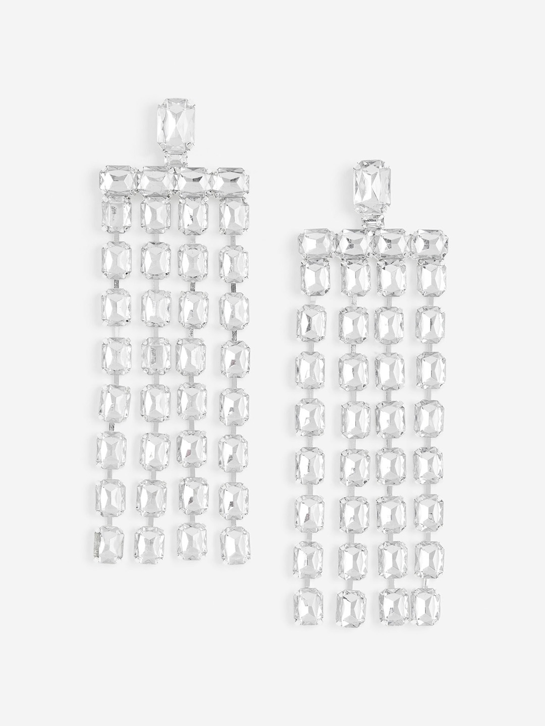 

H&M Long Rhinestone Earrings, Silver