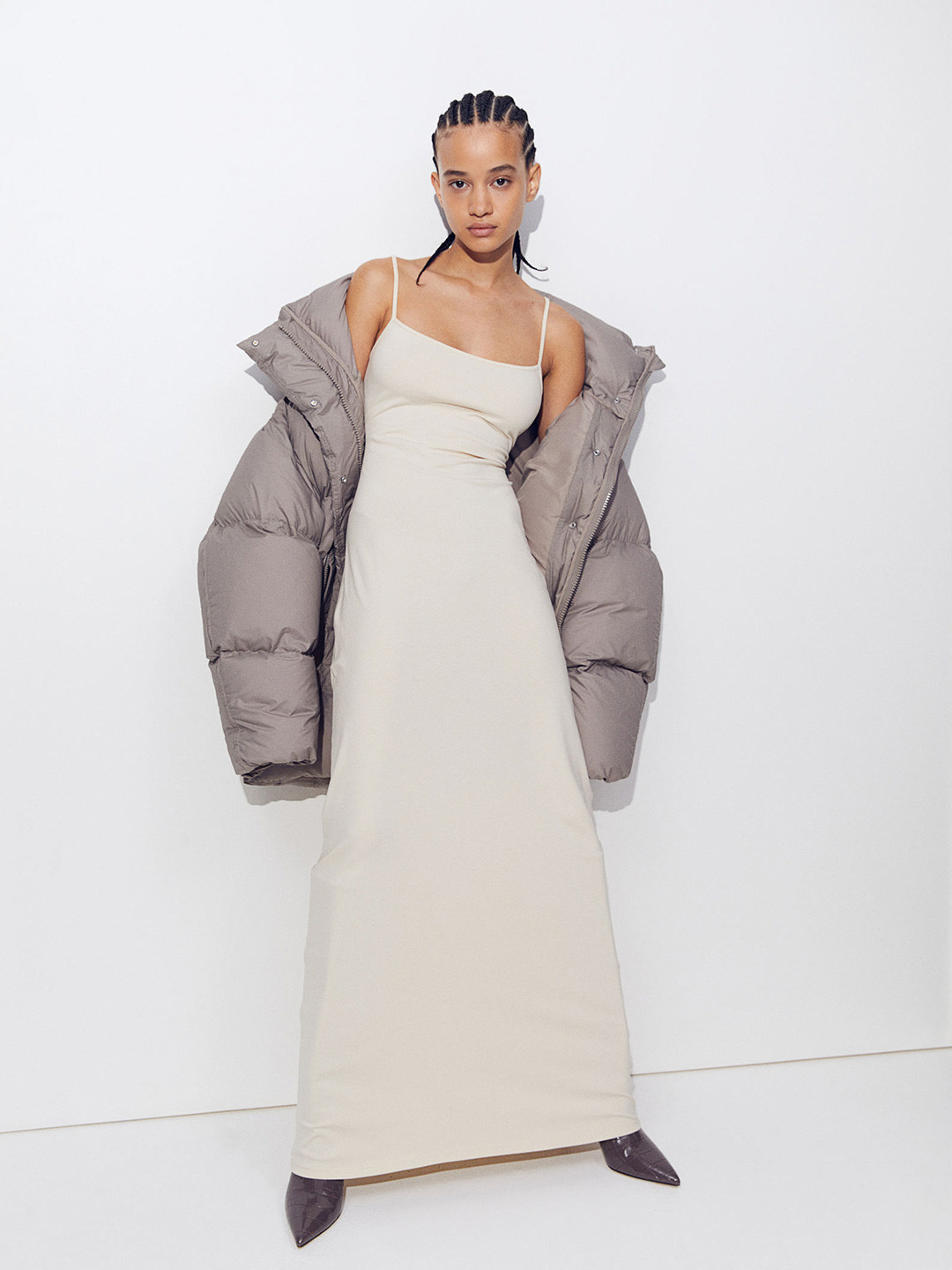 

H&M Jersey Strappy Dress, Beige