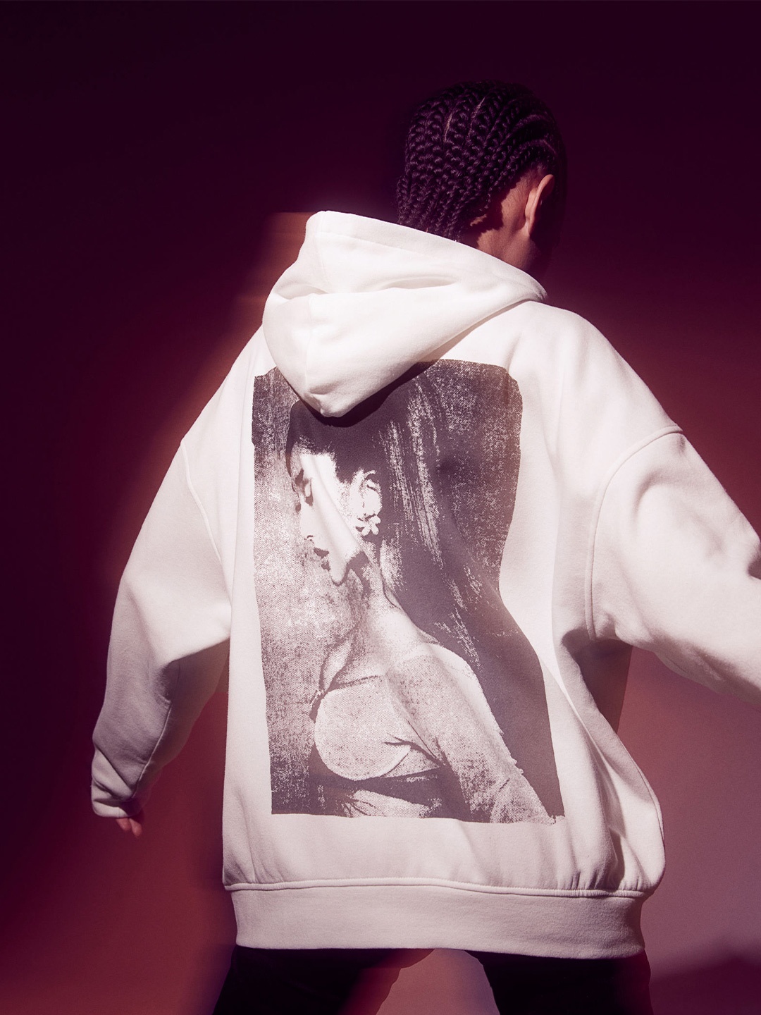 

H&M Printed Zip-Through Hoodie, White