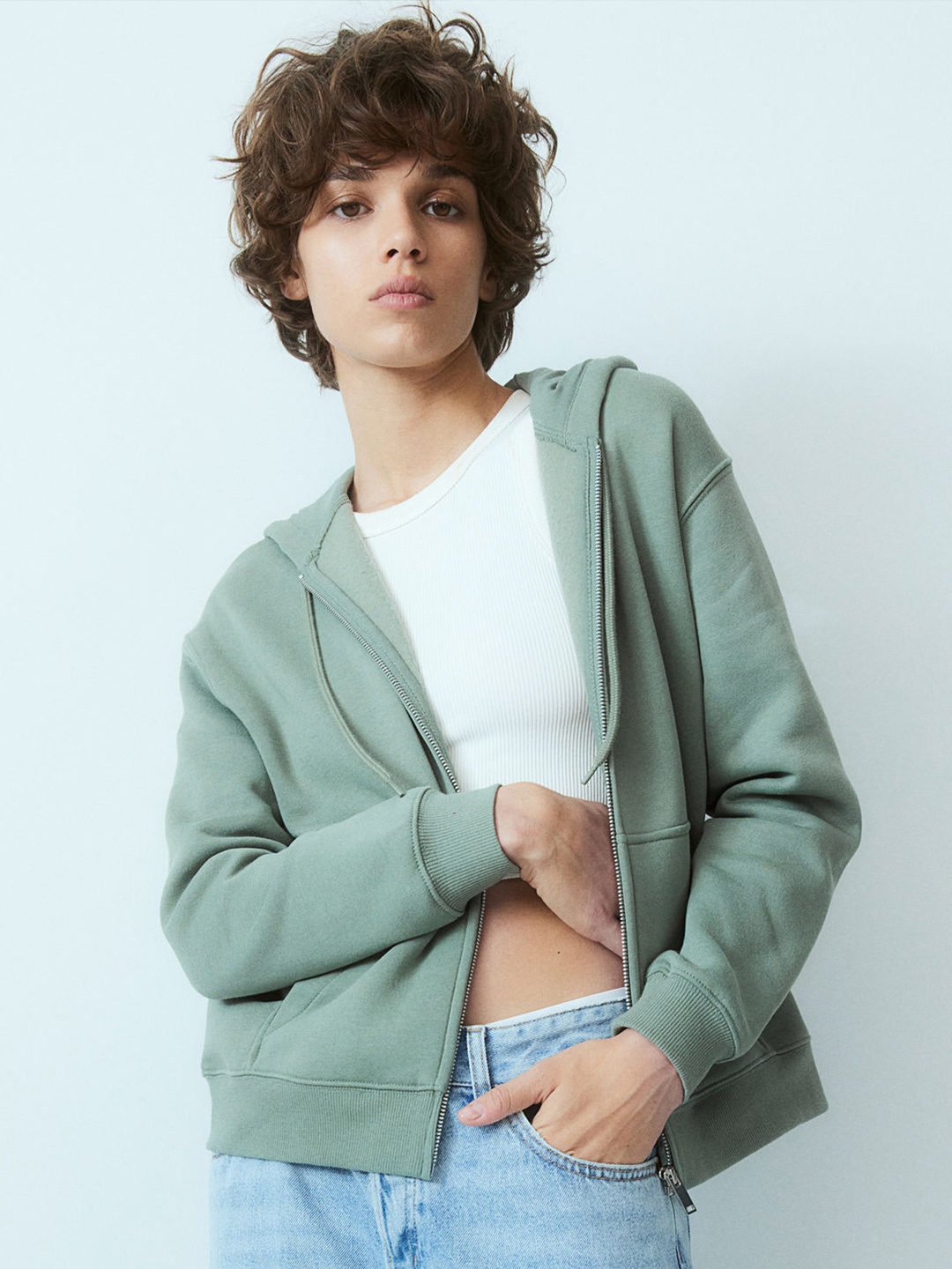 

H&M Zip-Through Hoodie, Green