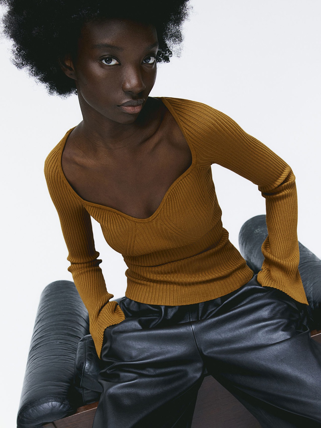 

H&M Rib-Knit Jumper, Yellow