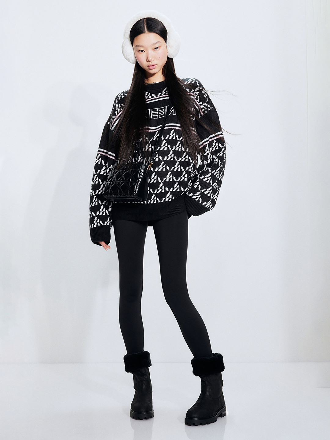 

H&M Oversized Jacquard-Knit Jumper, Black