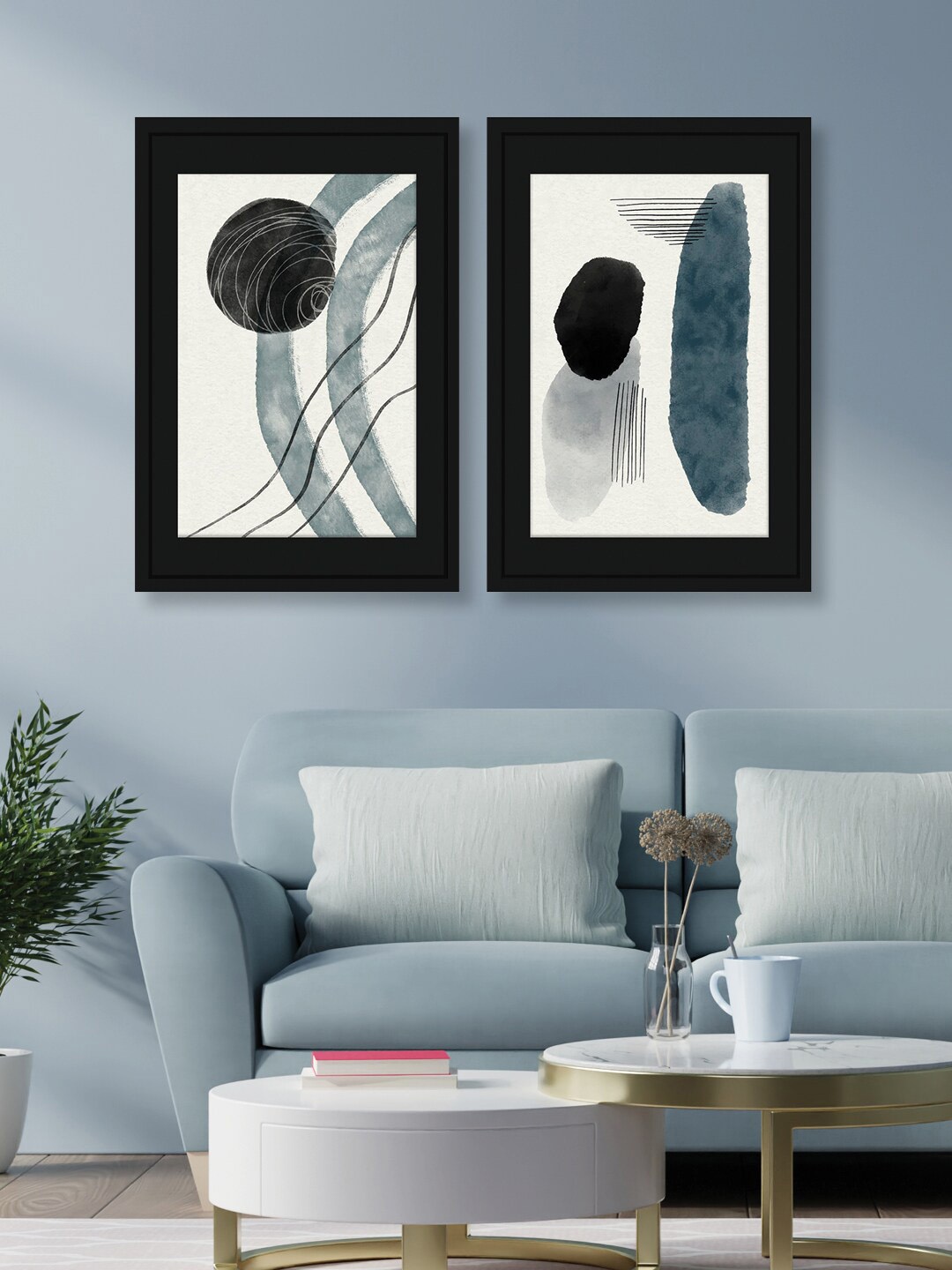 

RANDOM 2 Pieces Grey & White Boho Poster Wall Art