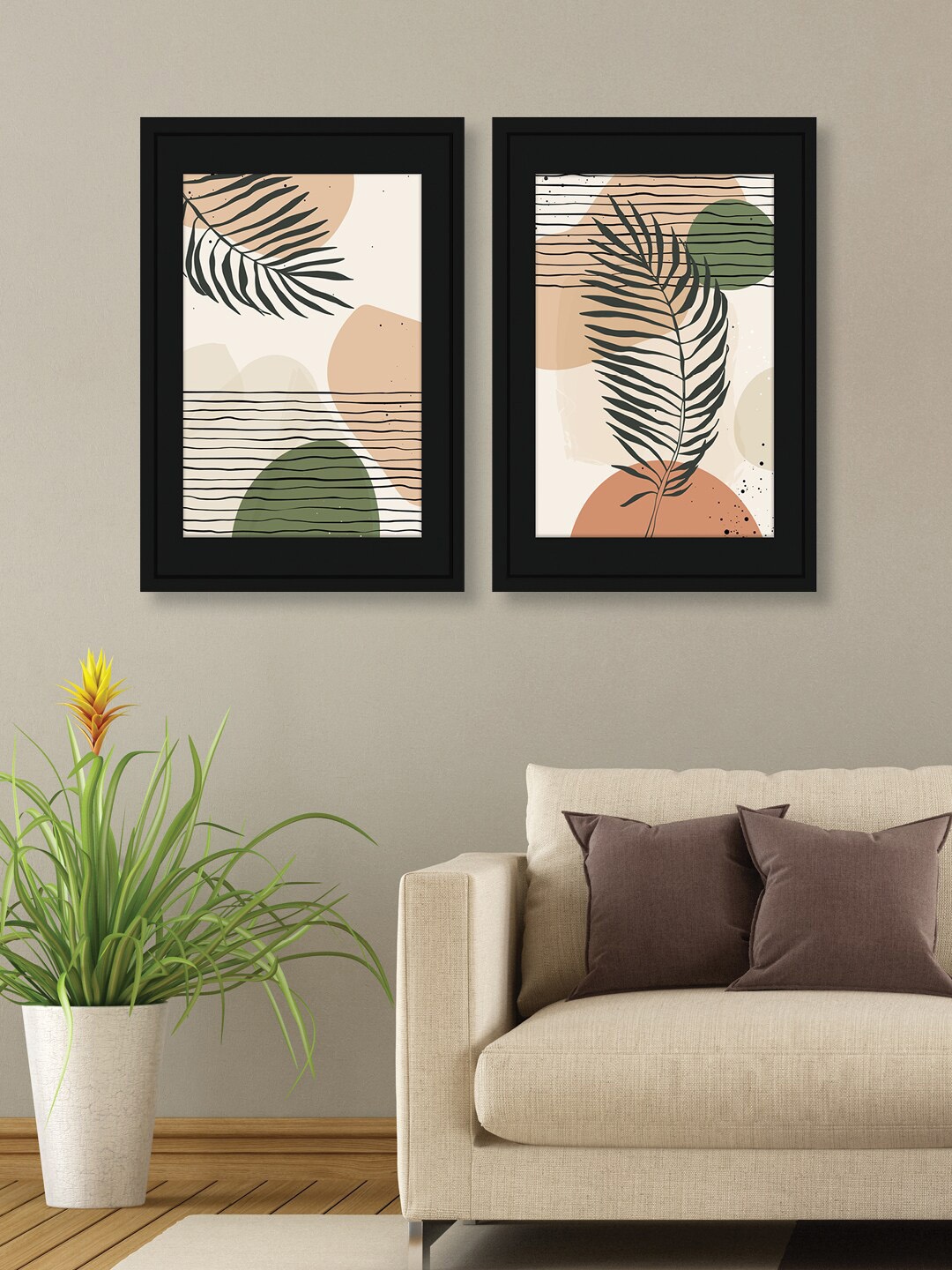 

RANDOM White & Green 2 Pieces Wooden Floral and Botanical Lines Wall Art