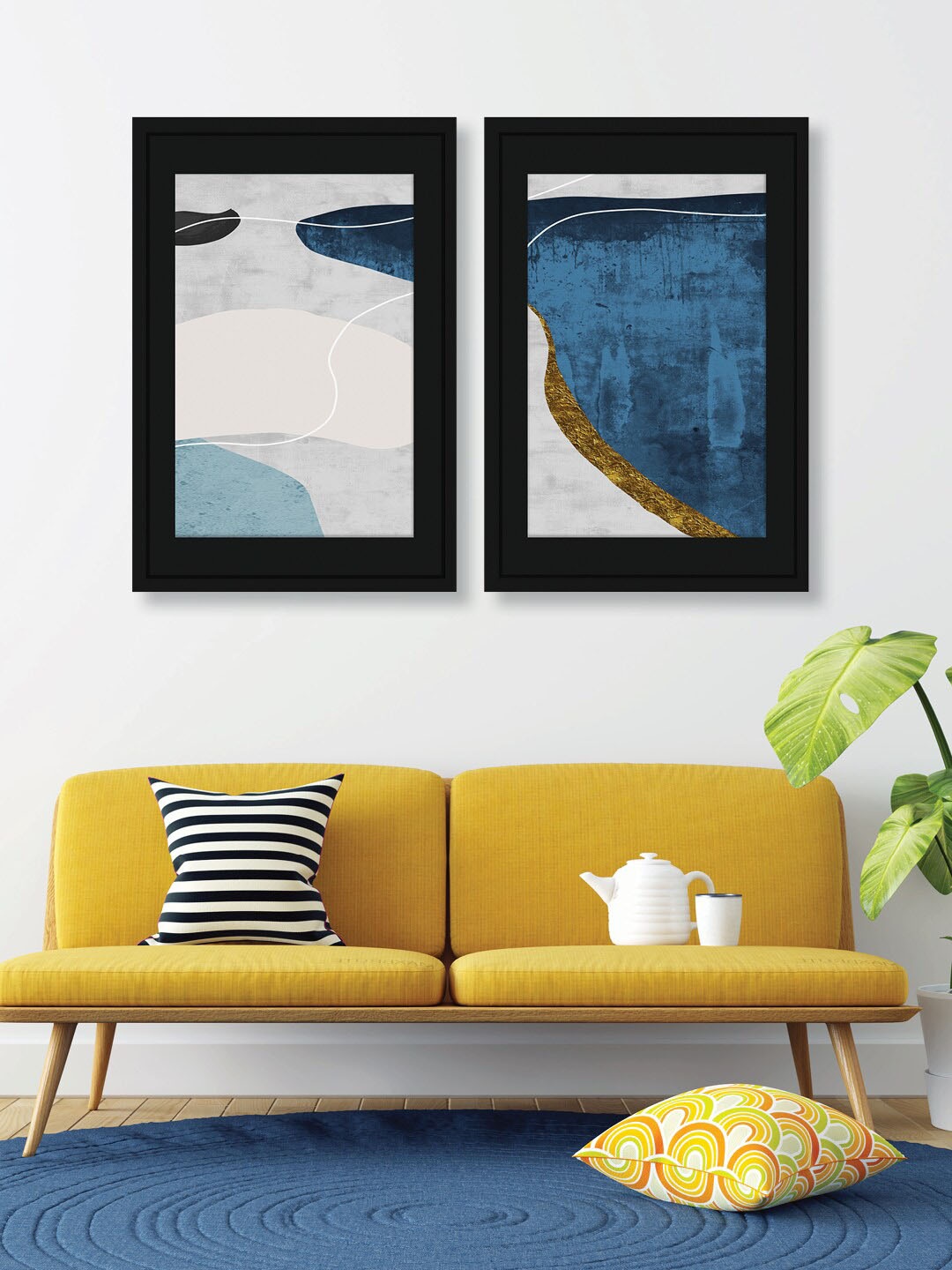 

RANDOM 2 Pieces Abstract Snowy Painting Wall Art, Black