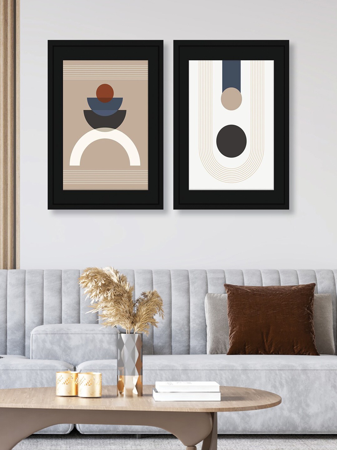 

RANDOM Brown & White 2 Pieces Minimal Wall Art, Multi